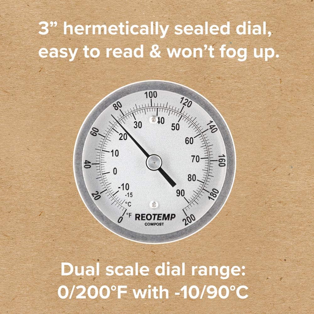 REOTEMP Heavy Duty Compost Thermometer - Fahrenheit and Celsius (48 Inch Stem), Made in The USA