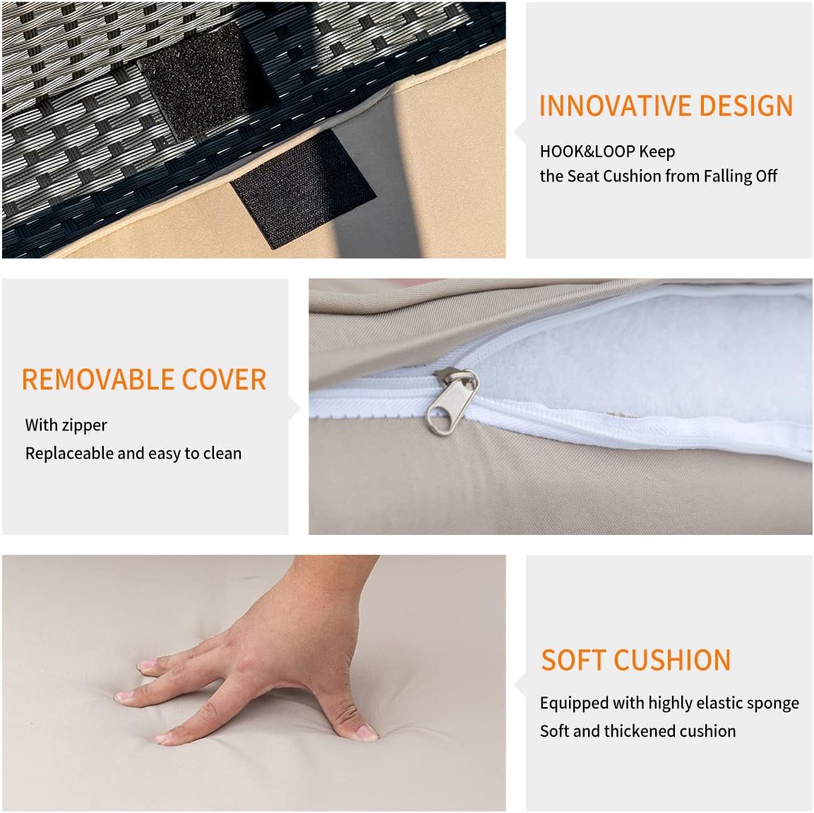 Patio Furniture Set,Wicker Bistro Set 3 Pieces Outdoor Furniture,Rattan Table and Patio Chairs Set for Balcony,Yard,Porch and Deck（Blue）