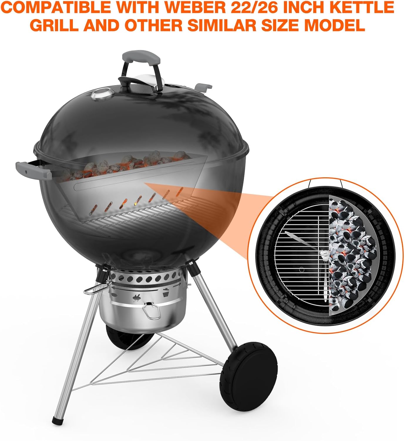 onlyfire Stainless Steel Charcoal Basket Charcoal Briquet Holder for Weber 22 Inch Kettle Grills and Other Similar Charcoal Grills