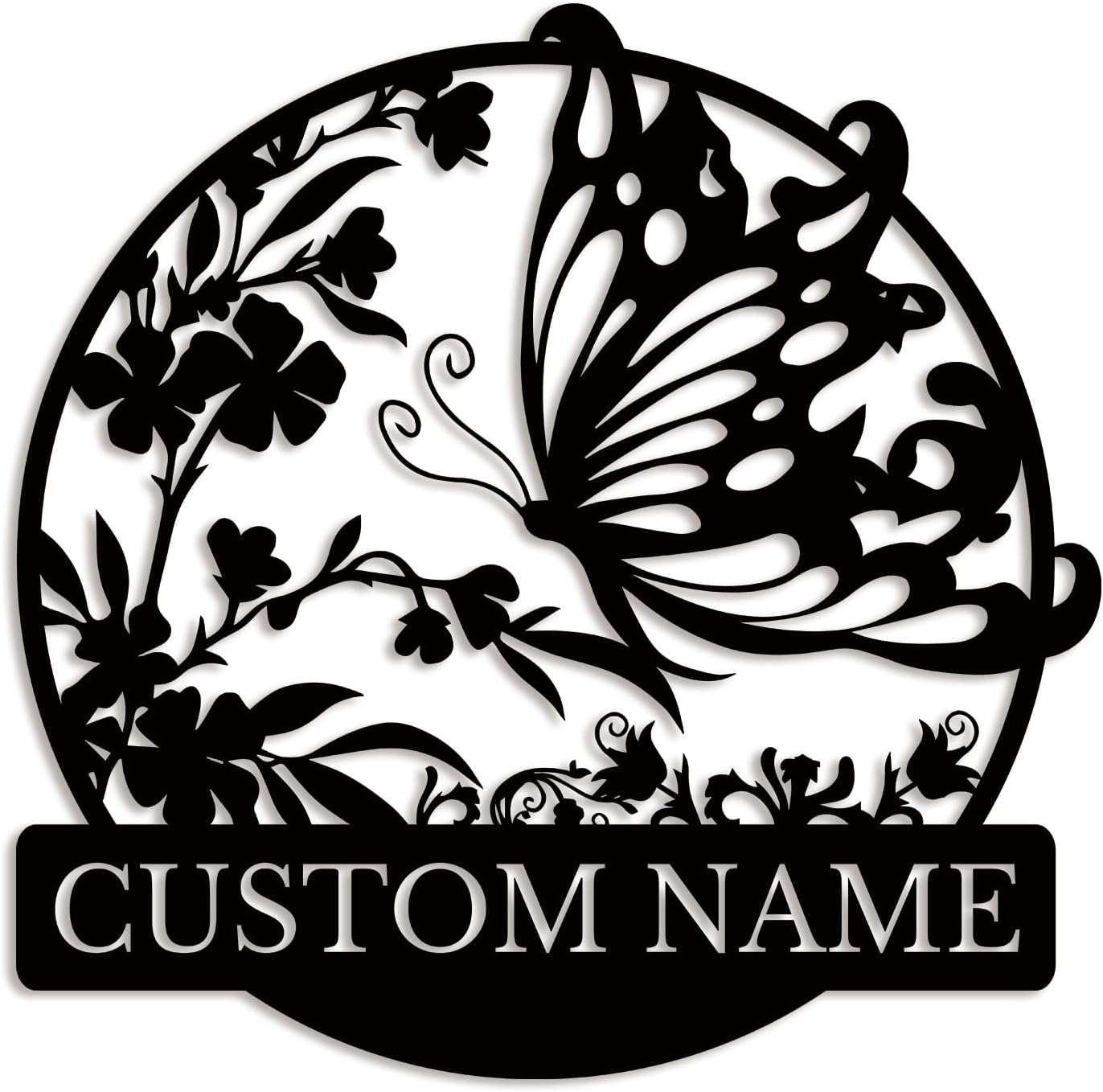 Custom Butterfly Metal Sign,Personalized Butterfly House Number Signs,Personalized Gardener Name Sign,Garden Patio Wall Decor (Style-3)