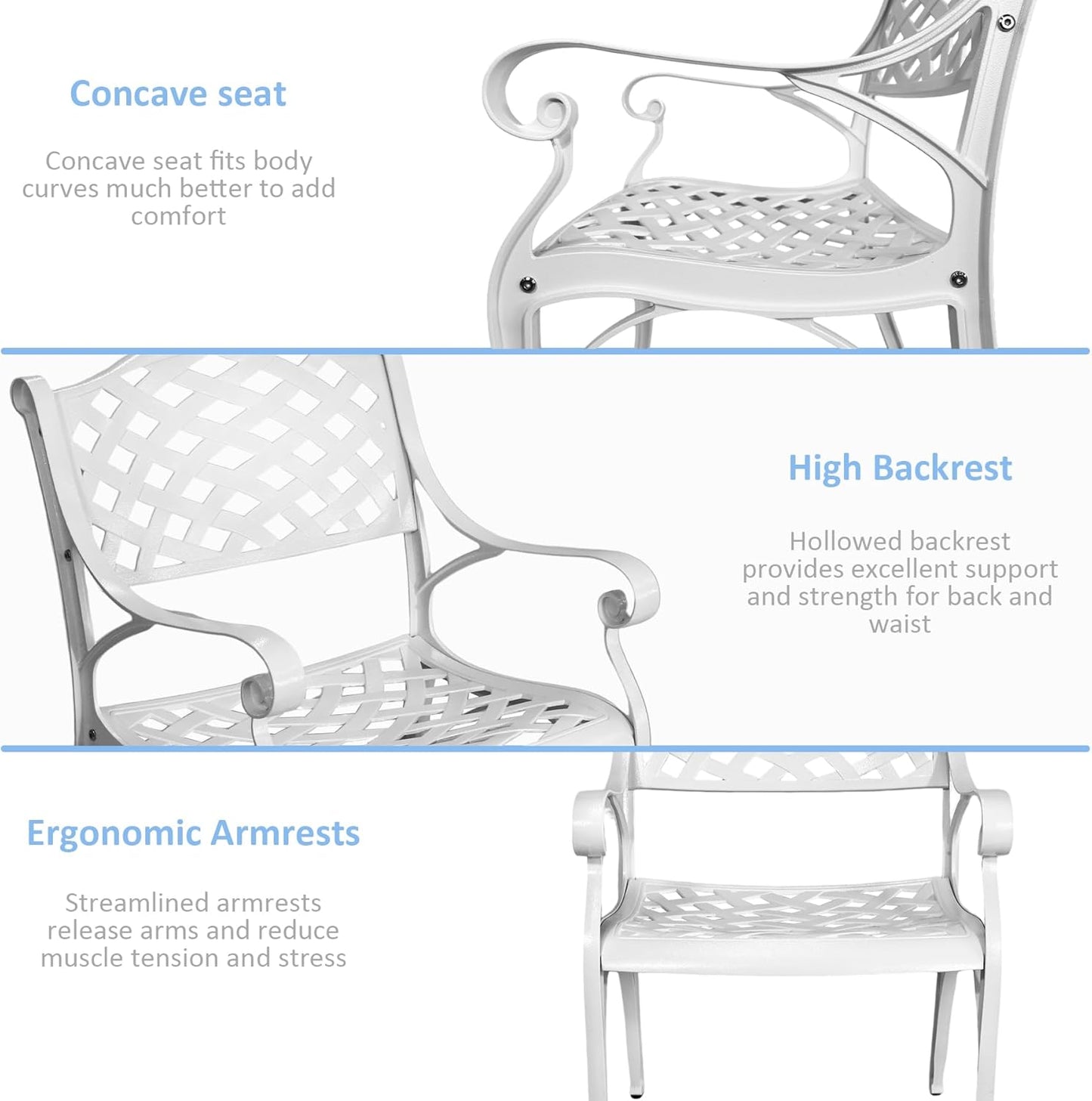 5 Piece Cast Aluminum Outdoor Dining Set, Outdoor Table and Chairs Set of 4, Patio Dining Set with 4 Chairs and 42" Round Table, Patio Conversation Set with 1.97" Umbrella Hole