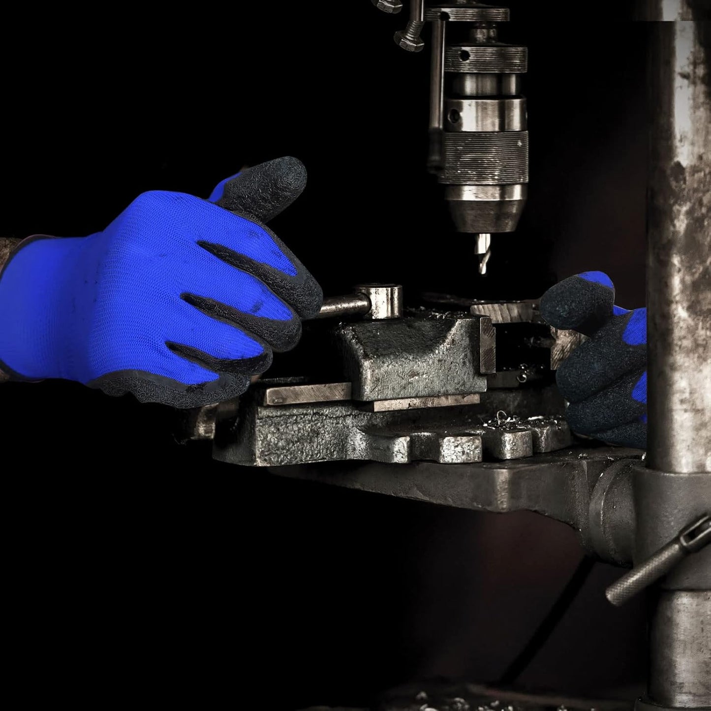 Evridwear Crinkle Latex Rubber Hand Coated Safety Work Gloves for Men Women General Multi Use Construction Warehouse Gardening Assembly Landscaping (Medium,Blue- 12Pair)