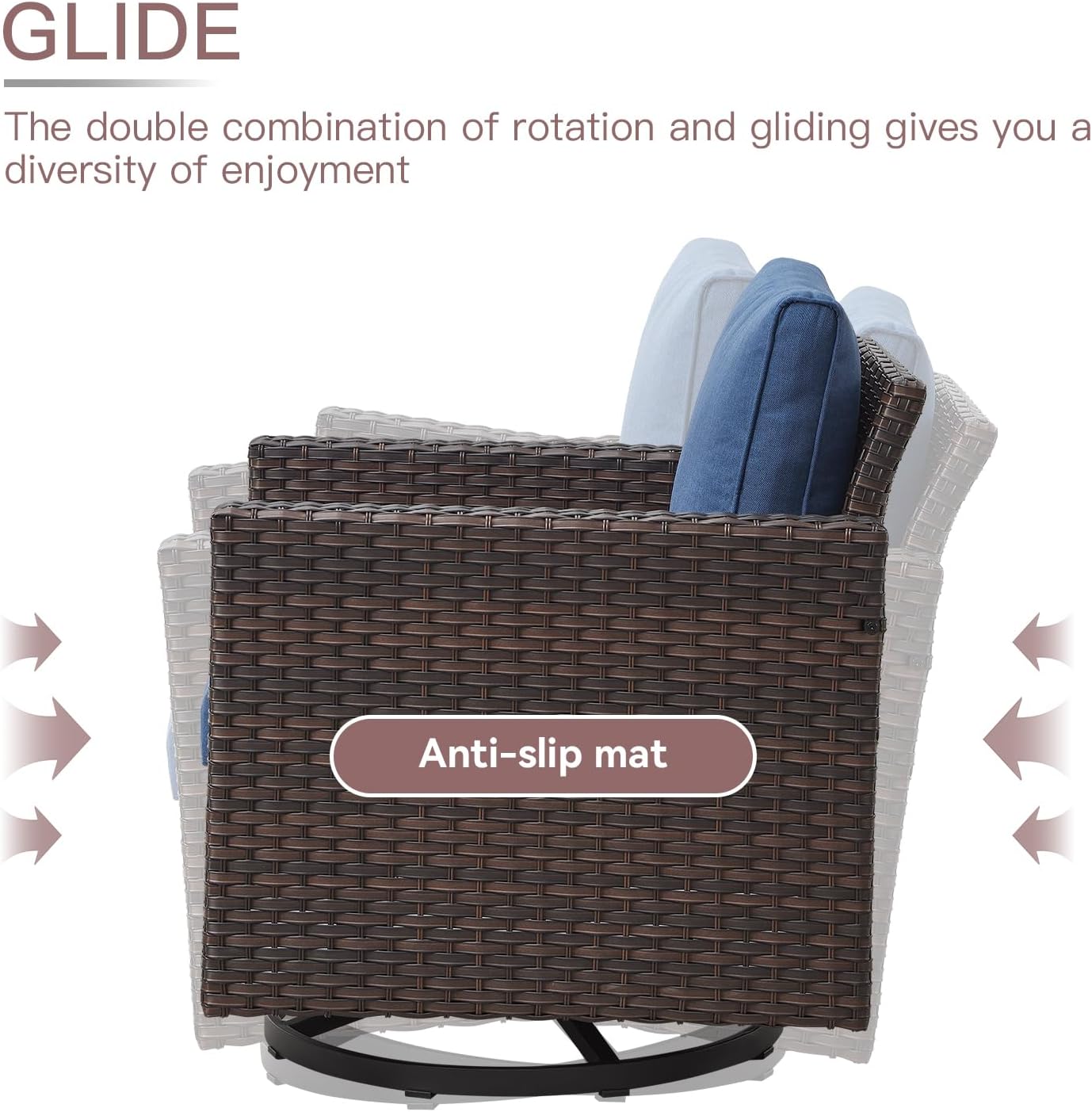 HUMMUH Patio Furniture Set with Fire Pit Table,Outdoor Sectional Couches Swivel Patio Chairs and Ottomans,All Weather PE Wicker 11 Pieces Patio Conversation Sets for Garden Porch Backyard in Blue