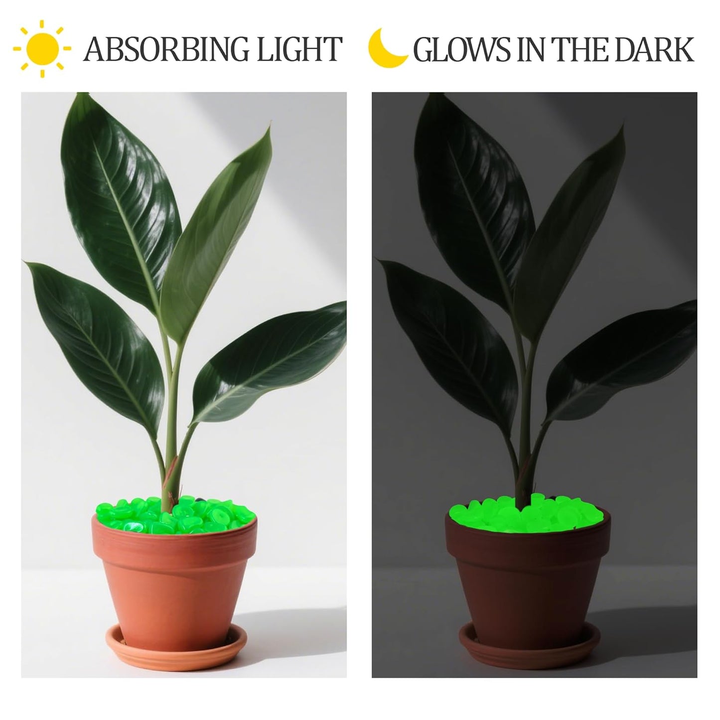 1.4LB 25-27mm Green Gardening Luminous Glow Stones Outdoor Decorations Luminous Stones Glow Stones Pebbles for Patio Landscaping Lawn Landscape Decor