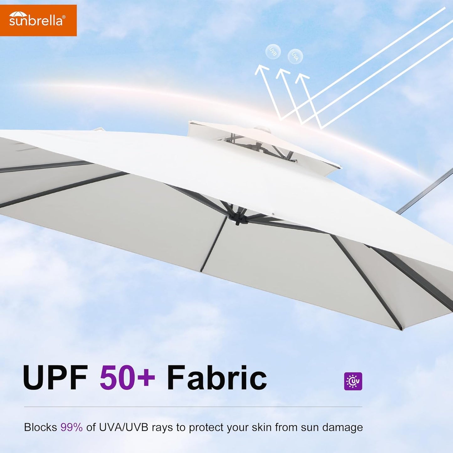 PURPLE LEAF Cantilever Umbrella 10' X 13' Outdoor Double Top Large Rectangle Heavy Duty 360° Rotation Offset Sun Shade Umbrella for Garden Patio Deck Pool Backyard Canvas Natural