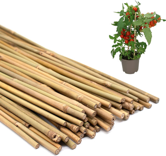 50PCS Plant Stakes,16 Inch Natural Bamboo Stakes,Garden Stakes for Indoor and Outdoor Plants,Poles Sticks for Tomatoes,Beans,Flowers,Trees Potted and Climbing Plants