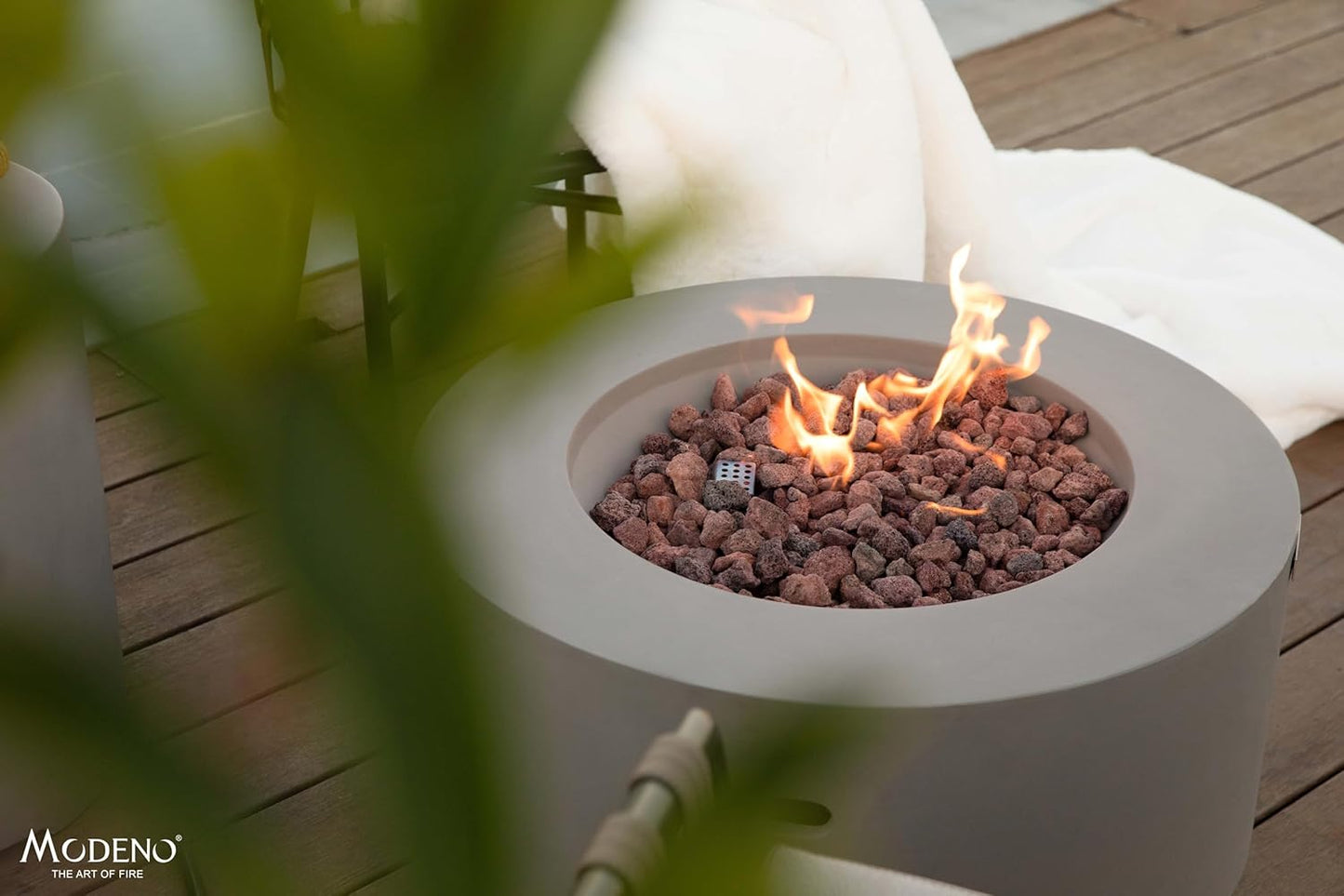 AMS Fireplace | Modeno | Waterford | Firepit Table | Cover and Lava Rocks Included | (Fuel: Natural Gas - Light Gray)