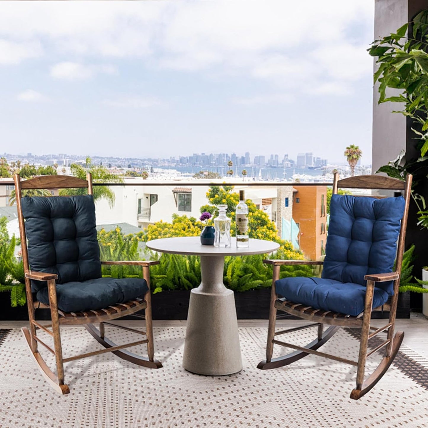 Dark Green Chair Cushion Rocker Pad for Indoor Outdoor Thick Patio Rocking Chair Replacement Cushions