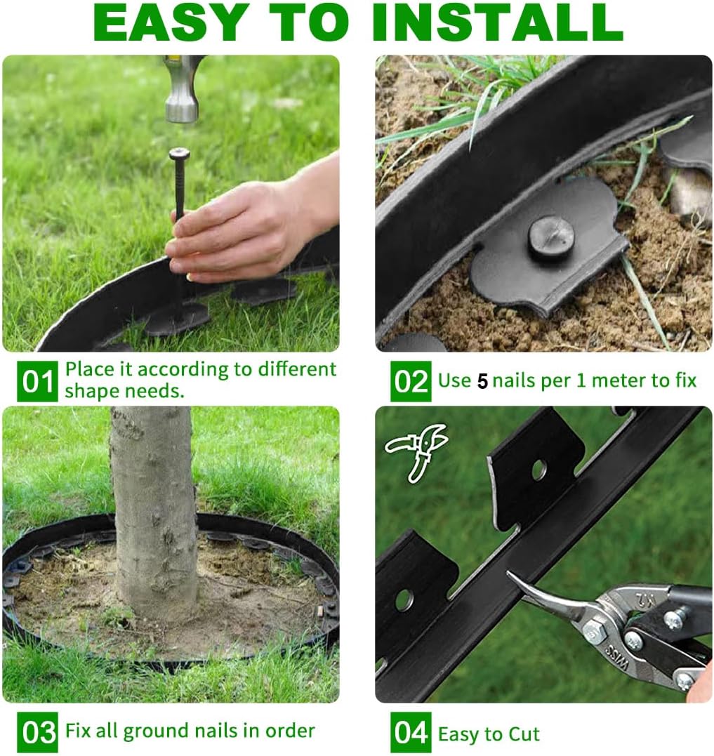 Landscape Edging 66FT,Garden Edging Borders [Extra Tall 4IN High] with 100 pcs Plastic Stakes, Lawn Edging Flexible DIY Fence for Landscaping,Flower Bed,Grass,Gravel,Tree Surrounding-Green