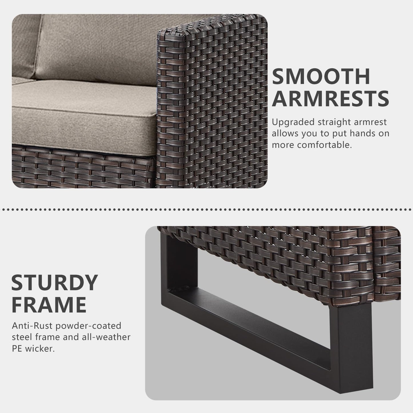 HUMMUH 5 Piece Patio Furniture Set,Wicker Swivel Rocker Patio Chairs Set of 4 with 30'' Fire Pit Table Outdoor Furniture Set for Porch,Garden,Backyard