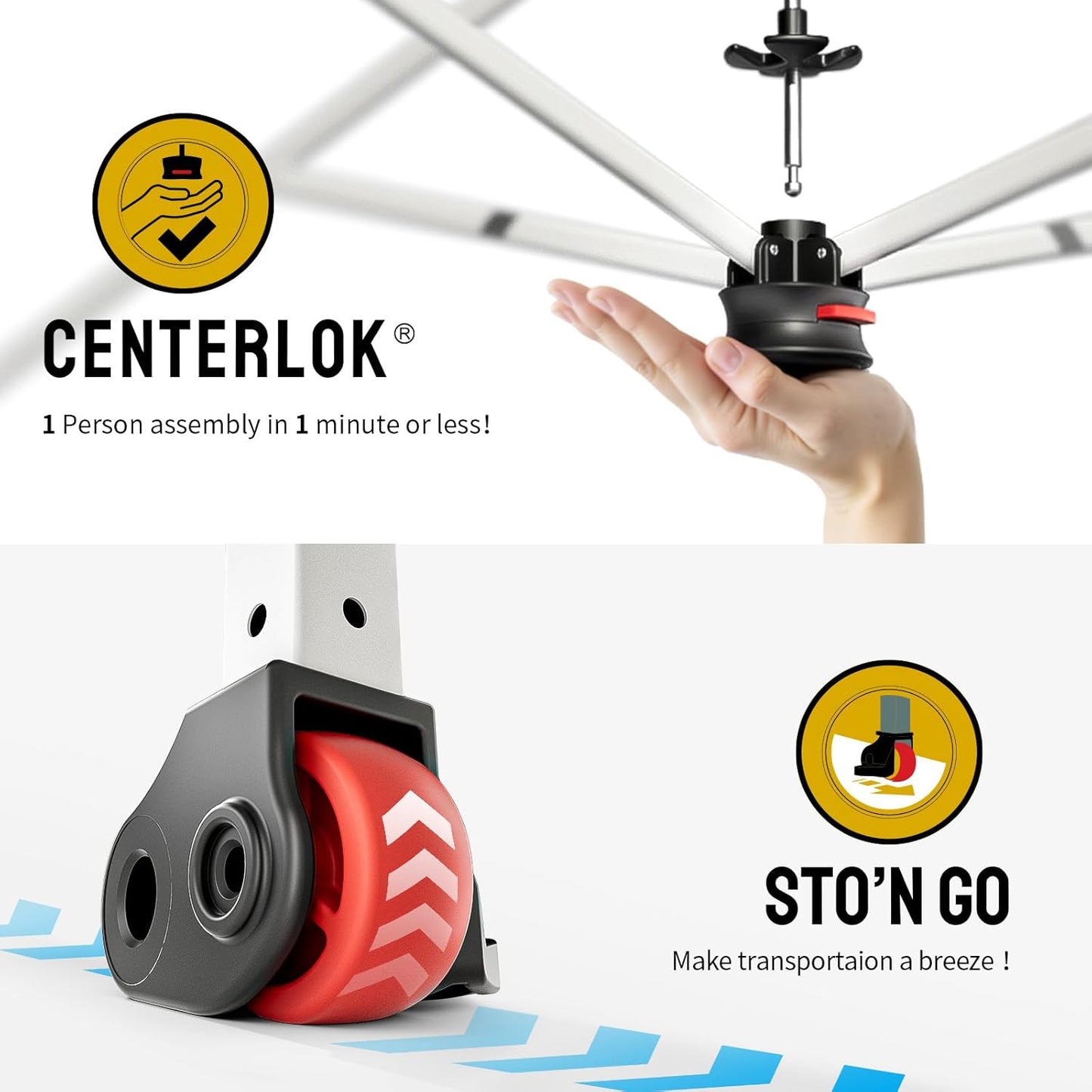 CROWN SHADES 8x8 Pop Up Canopy, Patented Center Lock One Push Instant Popup Outdoor Canopy Tent, Newly Designed Storage Bag, 8 Stakes, 4 Ropes, Silver-Coated Navy Blue