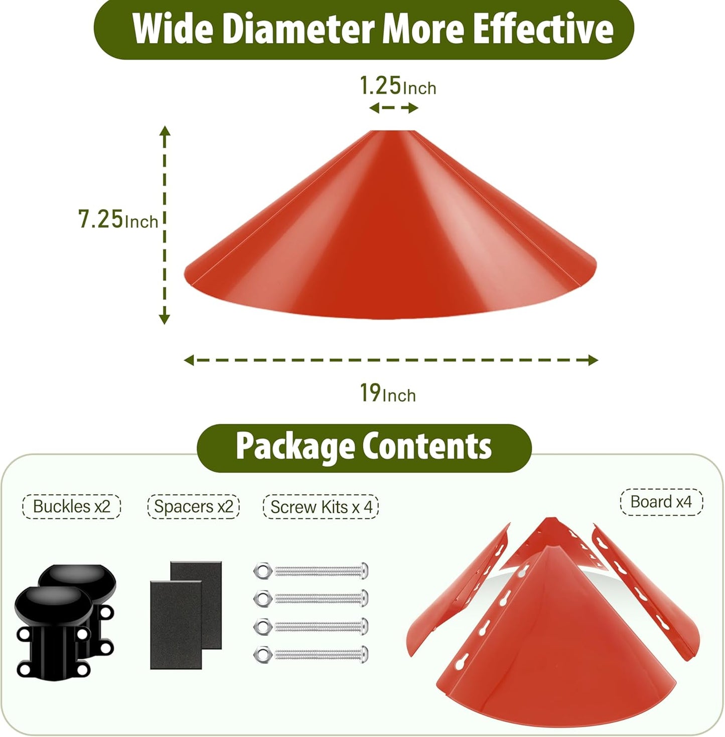 Squirrel Baffle for Bird Feeder Pole, 19-Inch Outdoor Bird Feeder Guard, Squirrel-Proof Birdhouse Baffles, Shepherd's Hook for Outside(Red)