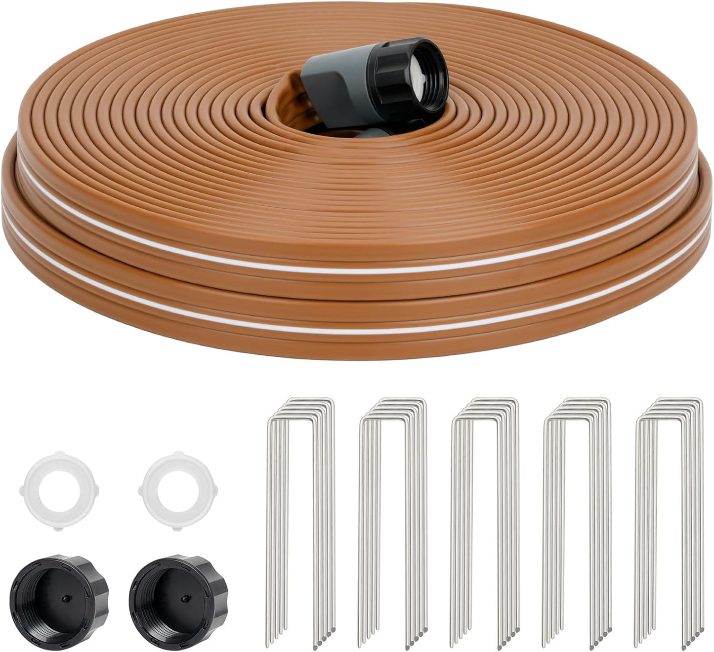 LINEX Sprinkler Soaker Hose 75 ft for Garden, Watering Hose with Holes, High-Efficiency Sprinklers System for Lawn and Garden with Staples