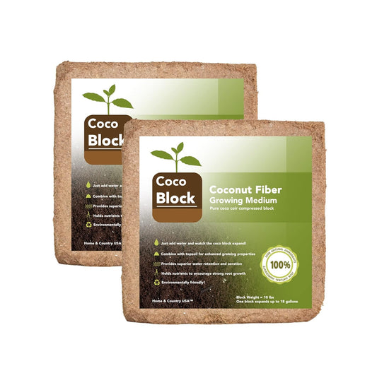 Home and Country Triple Washed Compressed Coco Coir Brick (20 LBS) - Coco Fiber is an Ideal Compost Starter for Your Home Garden. Coco Coir Bricks Provide Organic Alternative to Peat Moss for Plants.