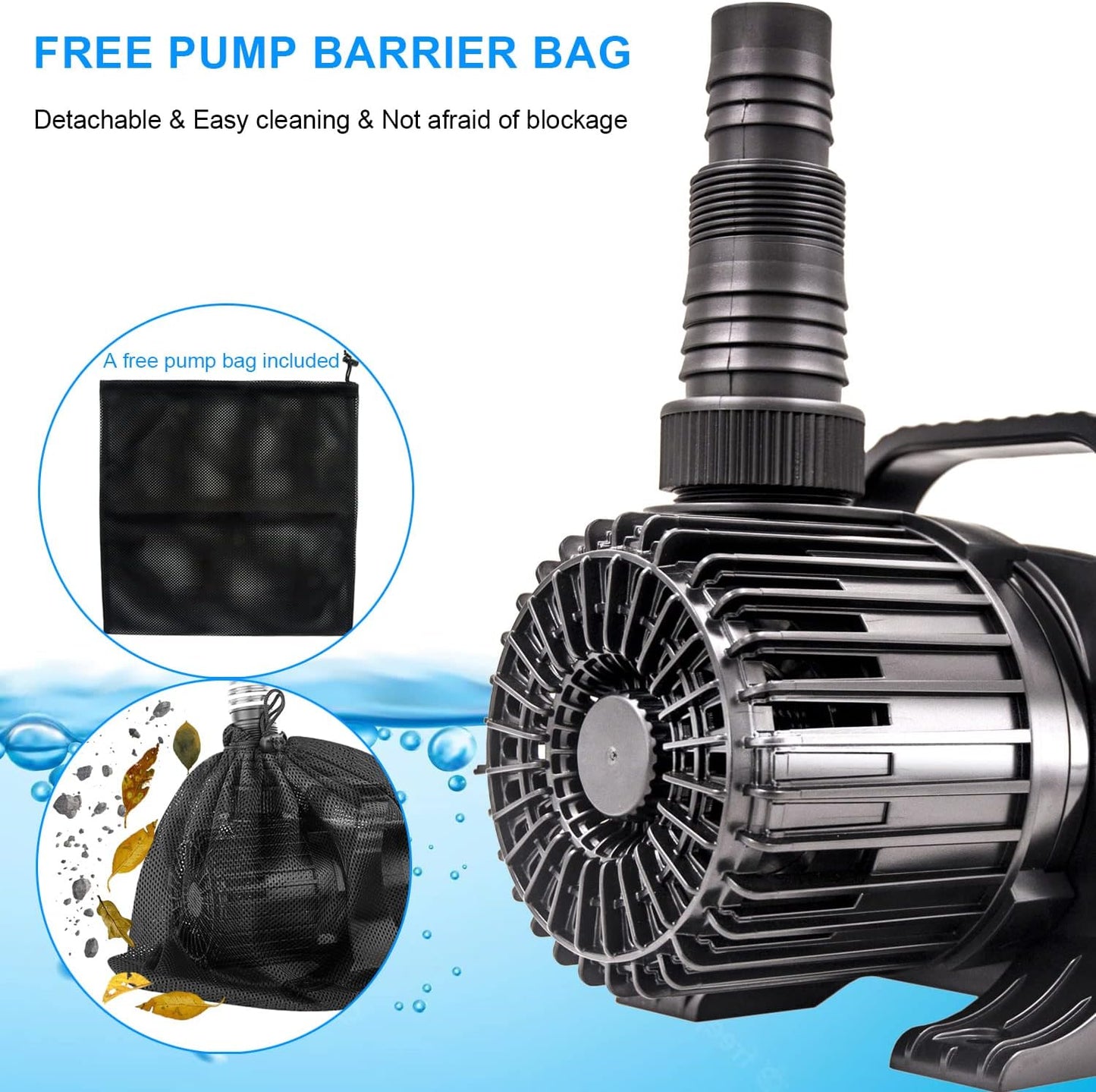 OYO WATER Outdoor Large 4700gph-250W 32.8FT Pond Water-fall & Kio Fish Fountain-s &Garden Pump Submersible IPX8: Long 32.8FT Cord Smart-er & Quieter Duck & Yard& Patio Ponds Pumps, 1 Barrier Pump Bag