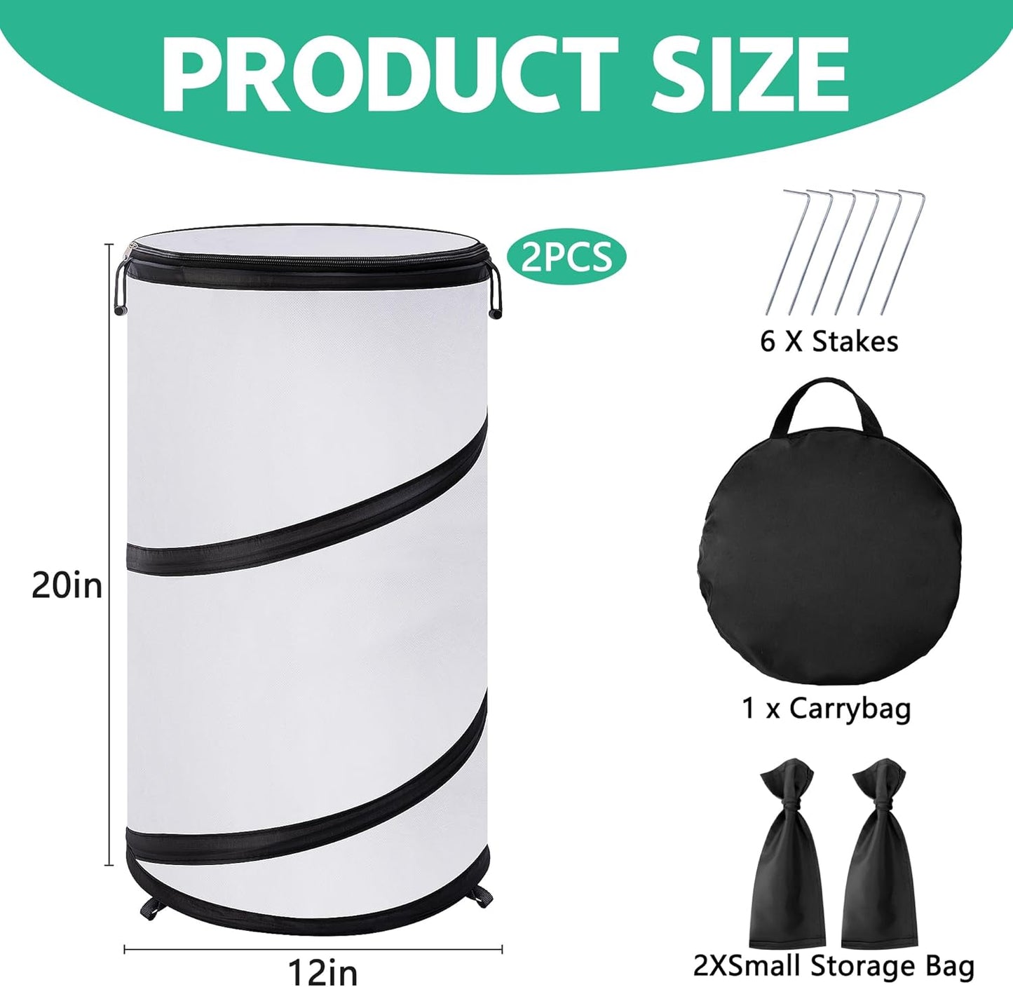 2 Pcs Pop Up Winter Frost Plant Cover, 20 x 12 Inch Round Garden Plants Freeze Protection Tent, Foldable Warm Plant Protector Enclosure for Snow Frost Protection Indoor & Outdoor