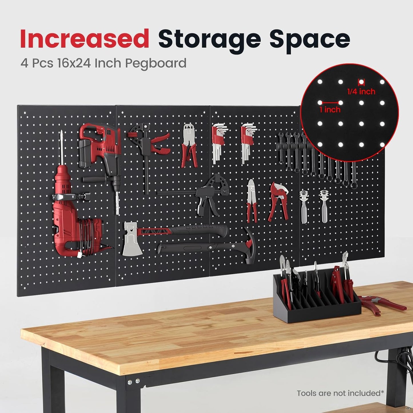 Work Table for Garage 60 Inch Workbench with Storage Adjustable Height Rubber Wood Tabletop Work Bench with Power Outlets Pegboard Pad for Cutting Wood Shop Woodworking Home Office