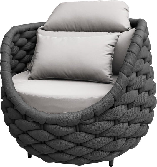 TWT Sunroom All-Weather Polyester Rope Balcony Furniture with Cushions & Pillows, Patio Sofa Couch for Outdoor, Patio, Balcony, Backyard, Deck, Poolside