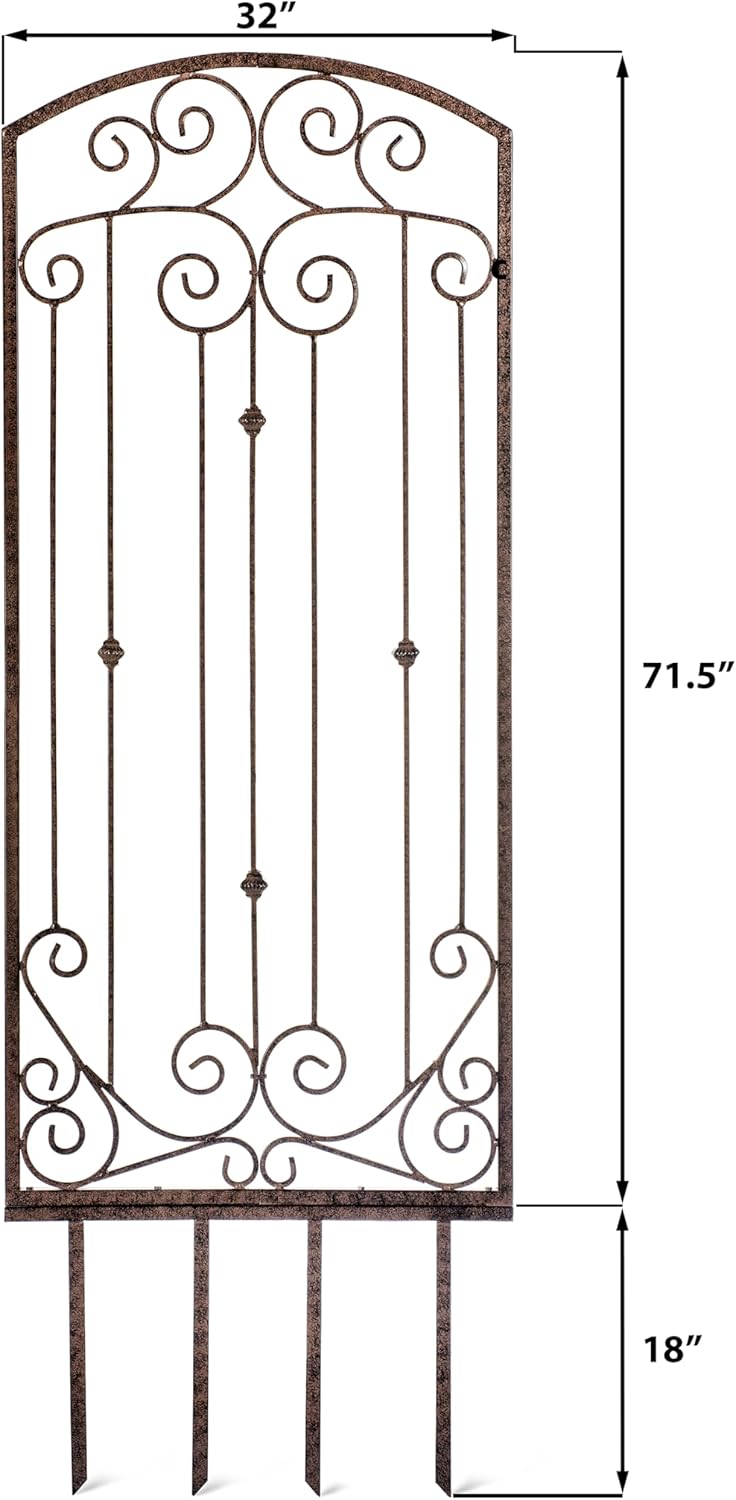 H Potter Trellis Garden Large Wrought Iron Heavy Scroll Metal Decoration Weather Resistant Lawn Patio Screen