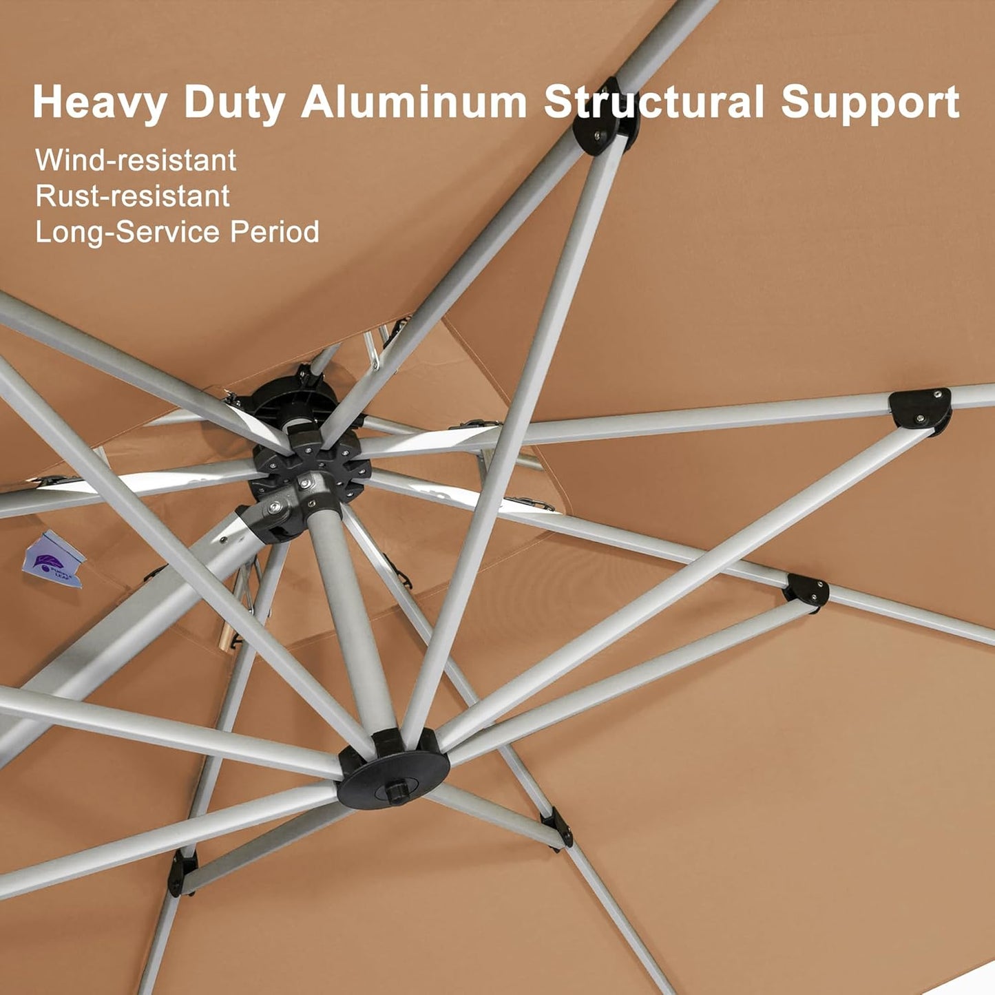 PURPLE LEAF 11 Feet Patio Umbrella Outdoor Round Umbrella Large Cantilever Umbrella Windproof Offset Heavy Duty Sun for Garden Deck Pool Patio, Beige