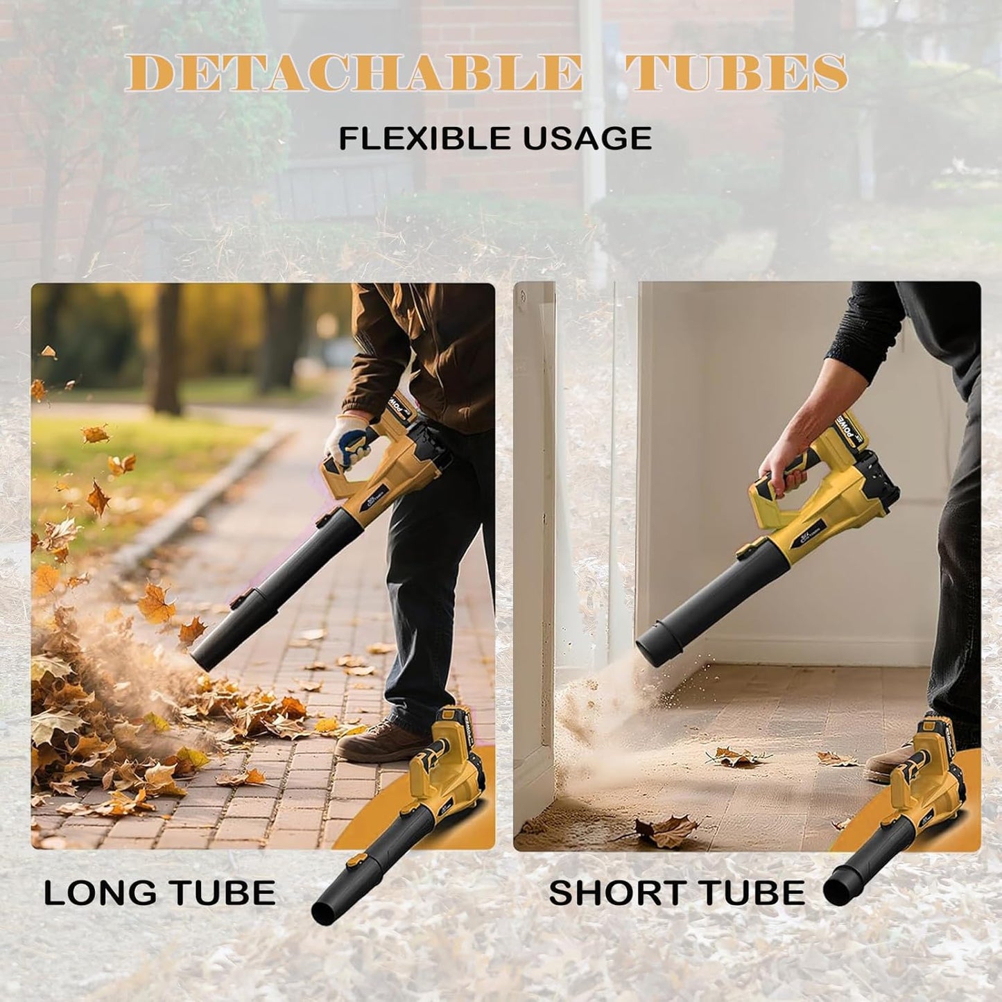 Electric Leaf Blower Cordless with 2X 4.0Ah 21V Battery and Charger,6 Speed Mode 580CFM 160MPH Extension Tube Handheld Blower for Lawn Care,Blowing Leaves,Dust,Snow,Patio,Yard