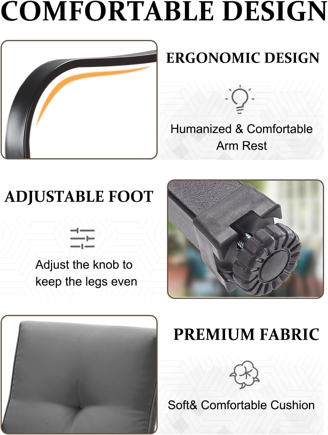 Patio Swivel Bar Stools, Outdoor High Back Swivel Bar Chair Set of 4 with Cushion & All Weather Steel Frame for Backyard, Lawn, Poolside and Balcony, Dark Gray