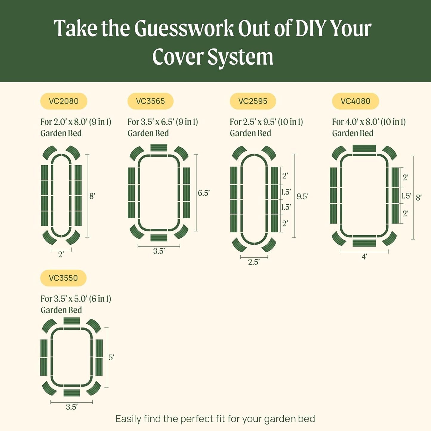 Vego garden Cover System for 3.5' x 3.5' (4 in 1) Garden Bed