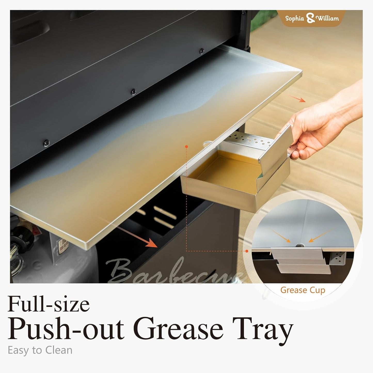 Sophia & William 4-Burner Propane Gas BBQ Grill with Side Burner and Porcelain-Enameled Cast Iron Grates, Stainless Steel Barbecue Grills Outdoor Cooking, Silver Cabinet Style, 42,000BTU