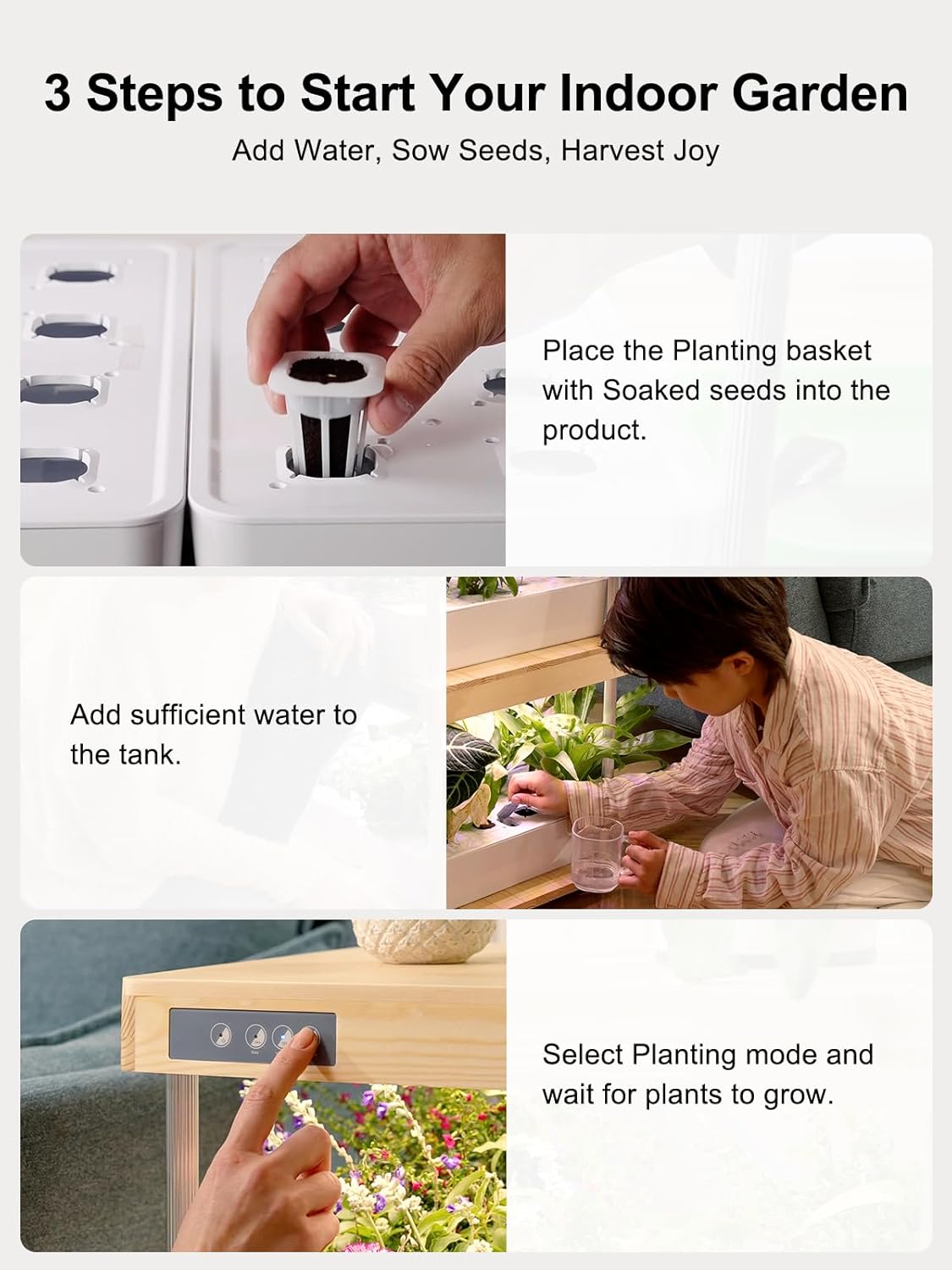 GROWNEER HydroEasy1.0 Hydroponics Growing System Kit, Beginner-Friendly Indoor Garden for Vegetable Fruit Herb, Red Oak Design, Perfect Gift Idea, Full-Spectrum LED Lights for Maximum Growth