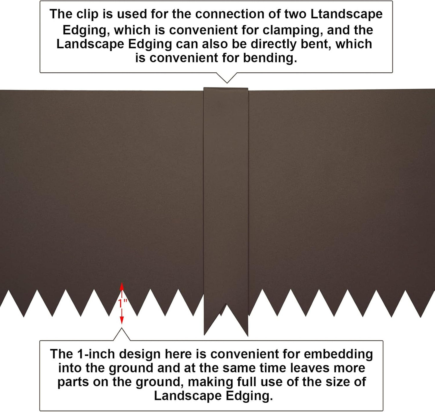 40" L x 8" H Metal Landscape Edging, Heavy Duty Galvanized Steel Garden Edging,6 Pack Steel Landscape Edging with Clips for Lawn, Flower Bed, Yard (Brown)