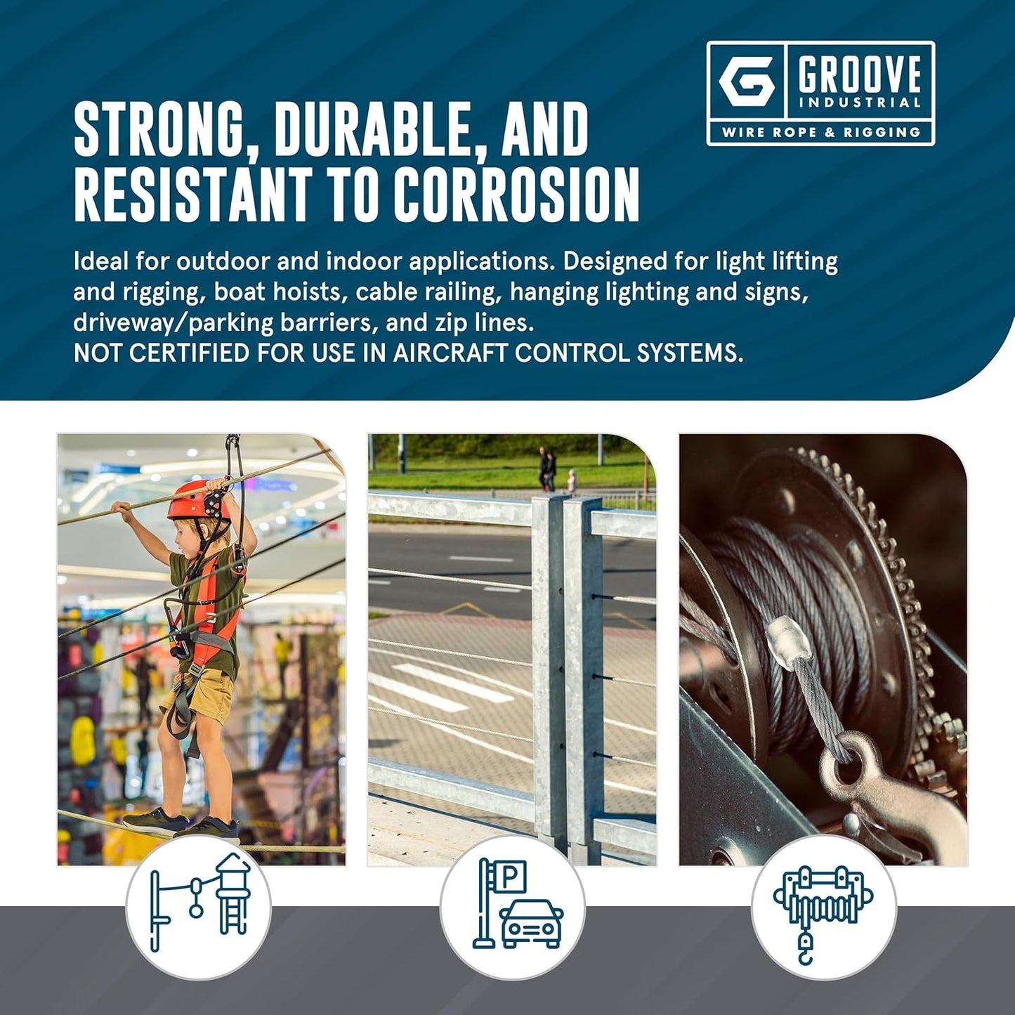 5/16’’ 7x19 Hot Dip Galvanized Aircraft Cable – Steel Wire Rope - 800 Feet