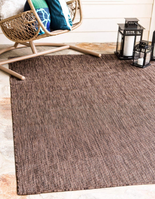 Unique Loom Collection Casual Transitional Solid Heathered Indoor/Outdoor Flatweave Area Rug (8' x 11' 4" Rectangle, Light Brown/Ivory)