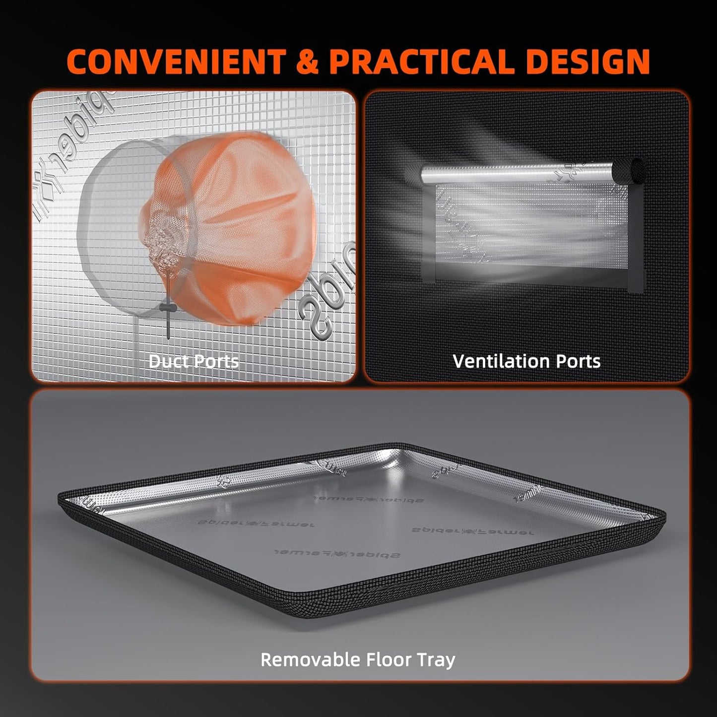 Spider Farmer 2x2x4 Grow Tent Pro-Grade, 24"x24"x48", with Removable Floor Tray, 1680D Thicken Mylar Canvas, 2x2 for Indoor Hydroponic Growing for SF1000, SE1500, G1500