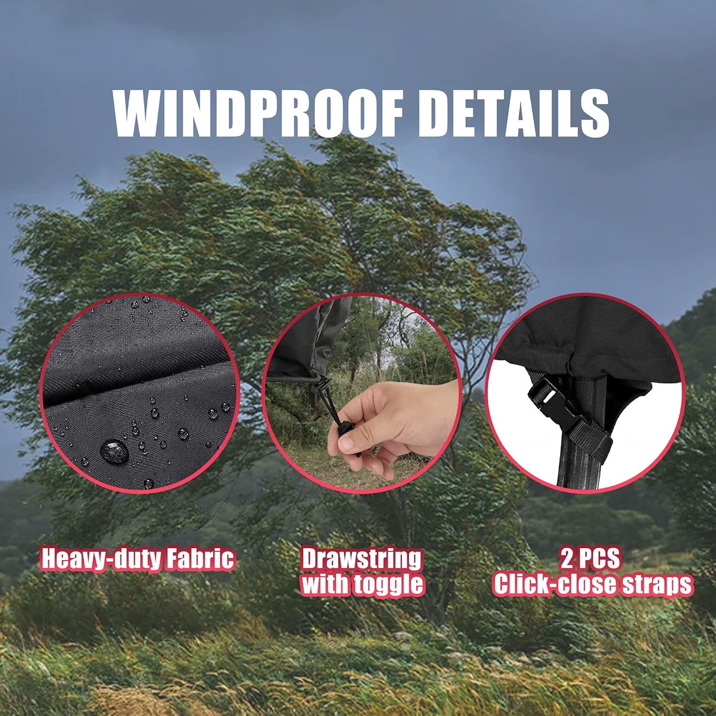 WLEAFJ Fire Pit Cover - 44 Inch, Heavy Duty Oxford Fabric, Full Coverage, Waterproof