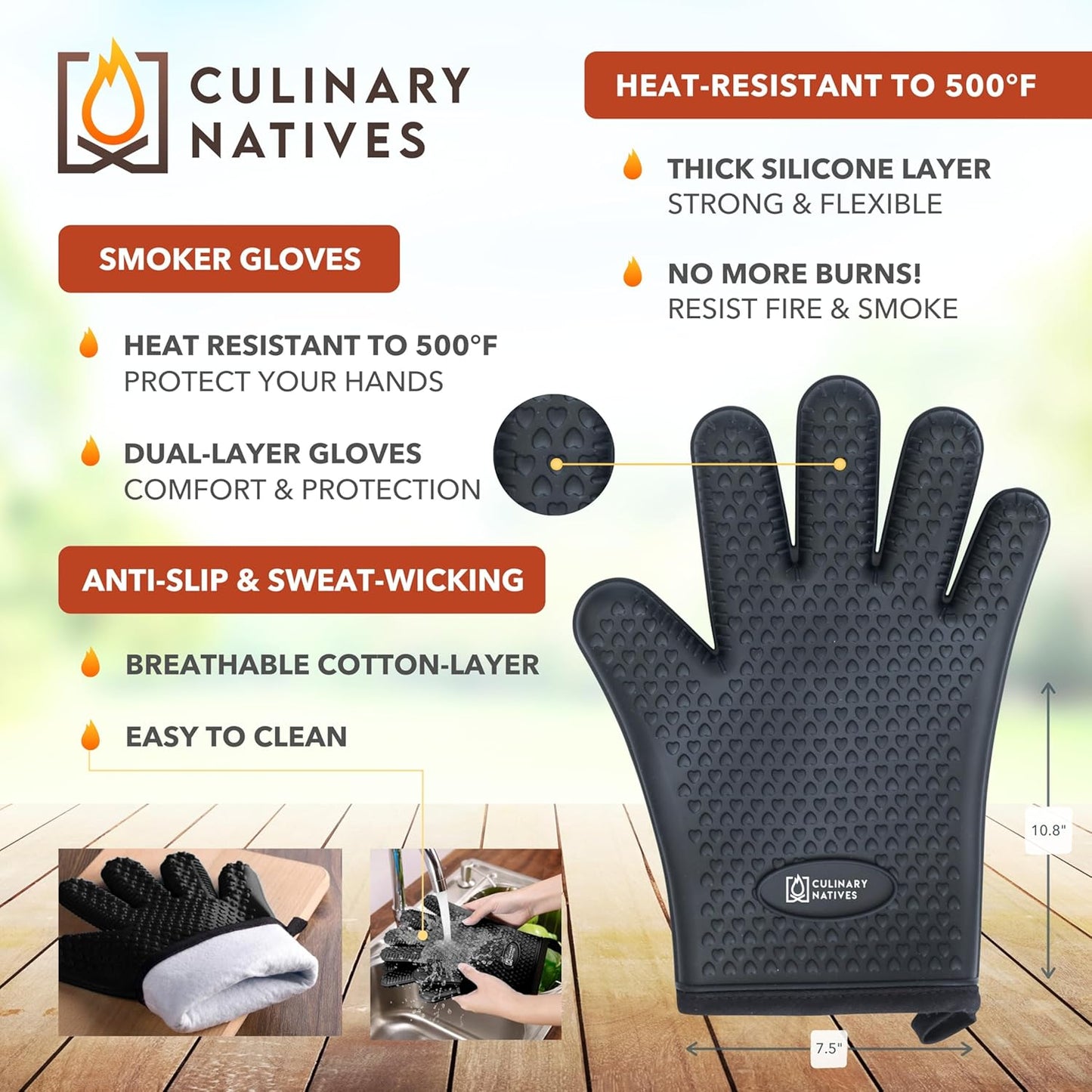 Meat Claws and Smoker Gloves | No.1 Heat Resistant BBQ Grill Gloves | Pulled Pork Claws | Thermometer | Silicone Oven Mitts & Razor-Edge Meat Shredders | Barbecue, Grilling, Smoking, Shredding (Black)