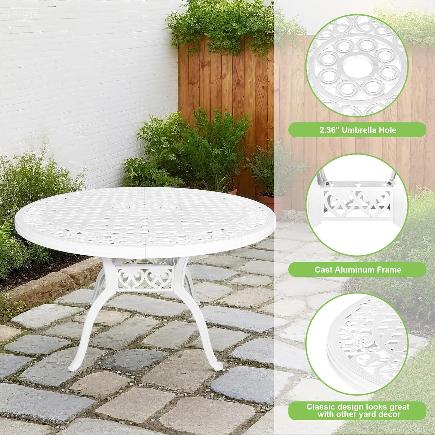 5 Piece Patio Dining Set, All-Weather Metal Outdoor Table and Chairs Set of 4, Cast Aluminum Patio Furniture Set for Patio, Garden, Backyard, Balcony