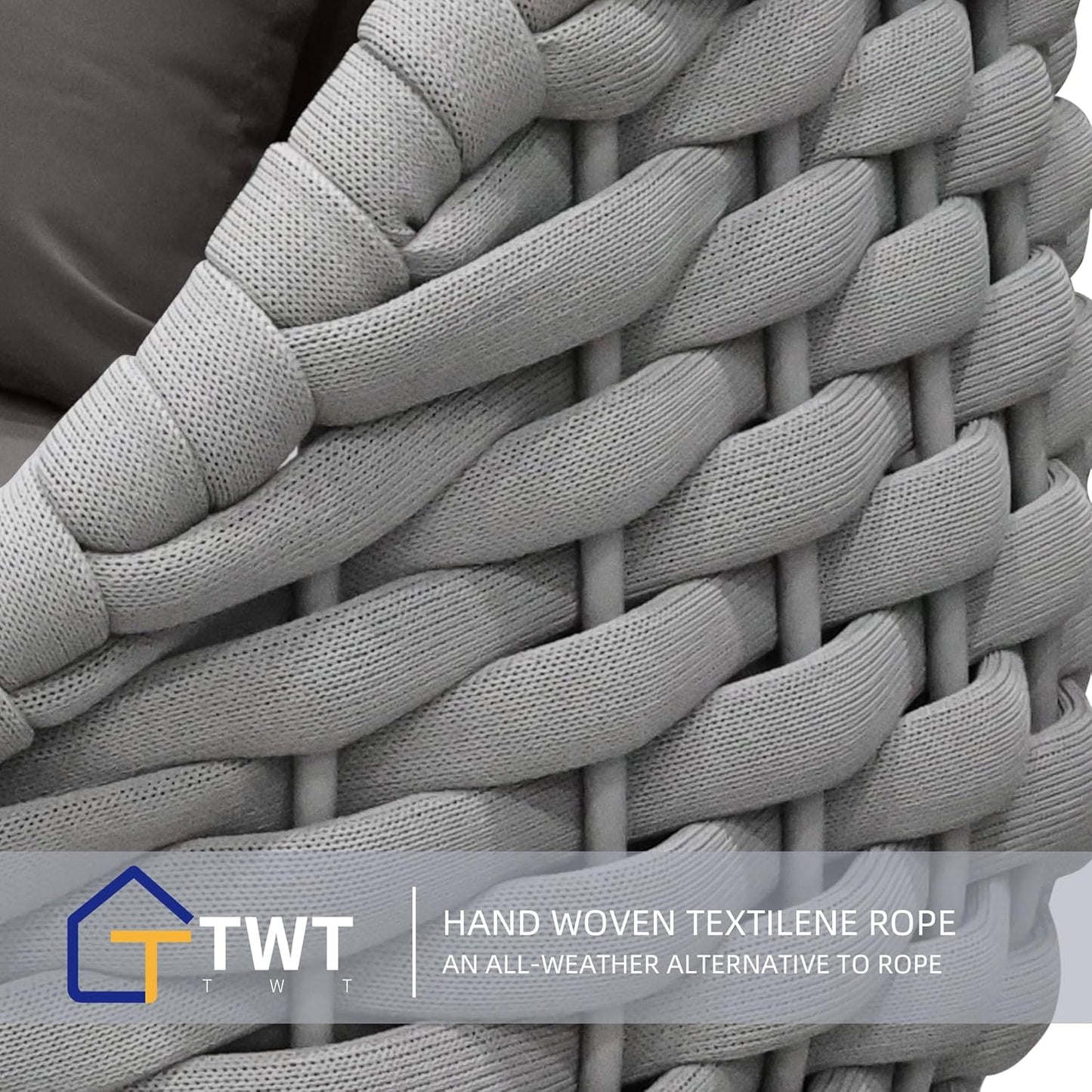 TWT 3 Pieces Aluminum Patio Furniture Set, Modern Outdoor Patio Furniture with Coffee Table, No Assembly Required Outdoor Conversation Set with Dark Grey Cushions for Balcony, Porch, Lawn