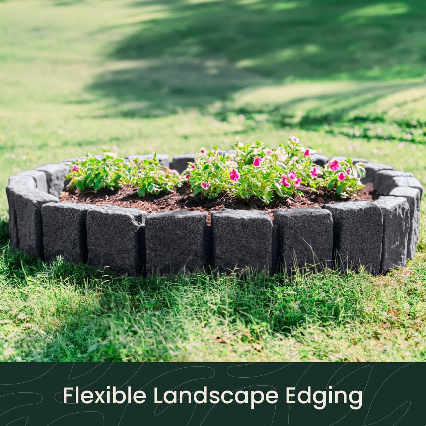 Beuta Landscape Edging | Garden Edging Border | Faux Stone Block XL for Lawn Edging, Flower Beds & Yard Edging – 10 Pack | Each Section Has 6 Blocks 48" L x 4" W x 9.5" H | 30 Spikes | Charcoal