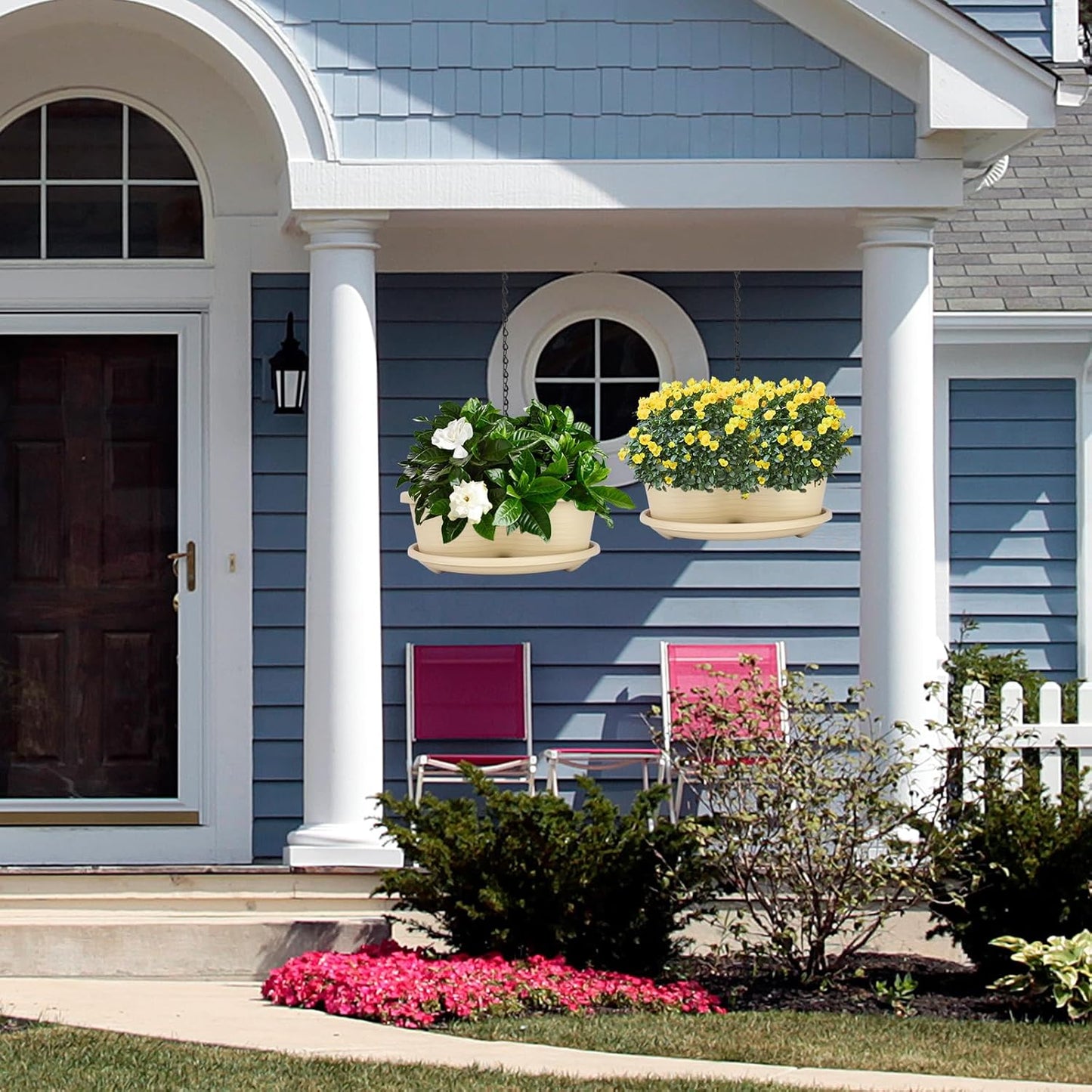5 Tier Vertical Planters Stackable Gardening Planter for Strawberries, Flowers, Herb and Vegetables, White