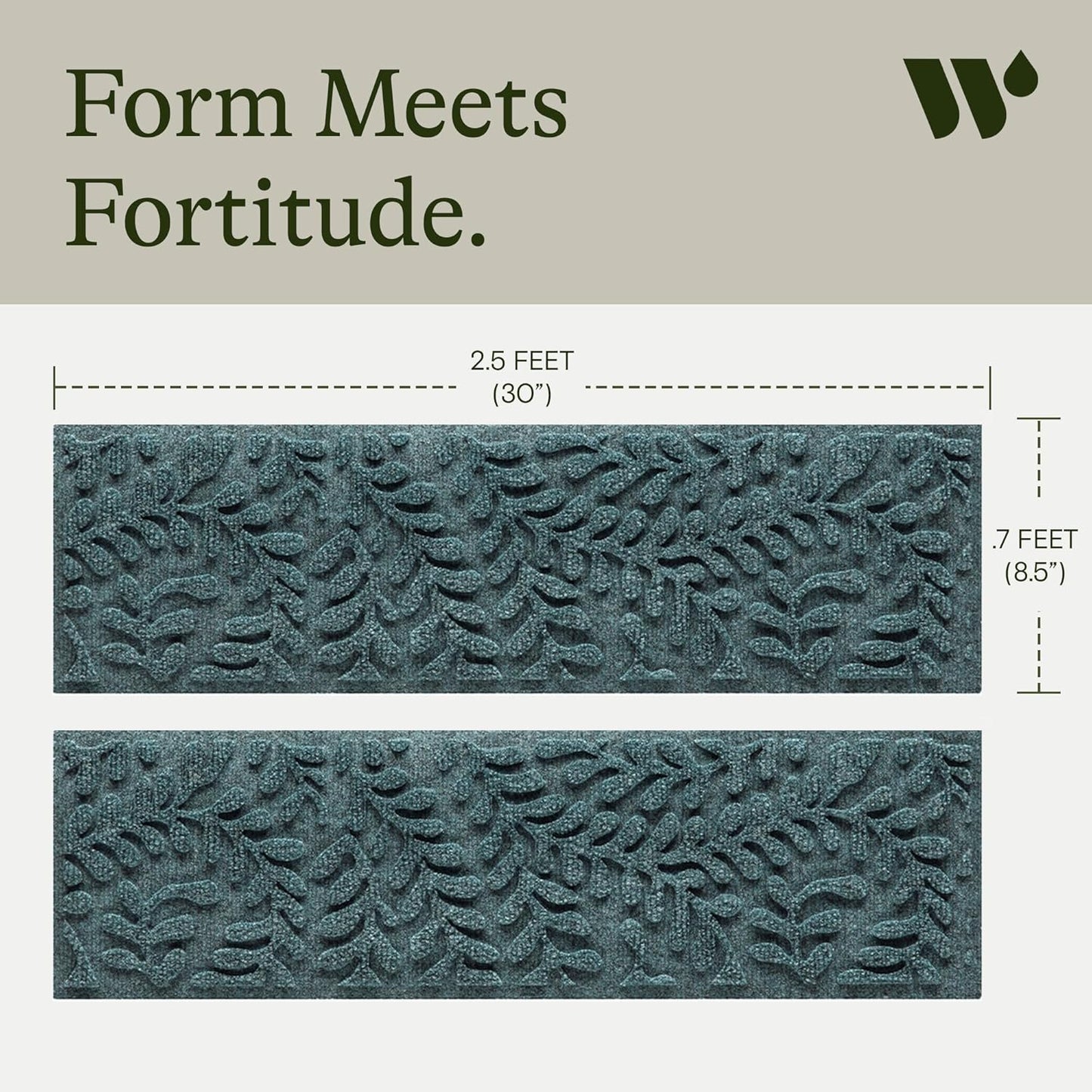 Bungalow Flooring Waterhog Stair Treads (Set of 4) – 8 1/2 x 30 Inches, Durable, Water-Trapping, Indoor/Outdoor Floor Covering, Boxwood Collection – Made in USA, Bluestone