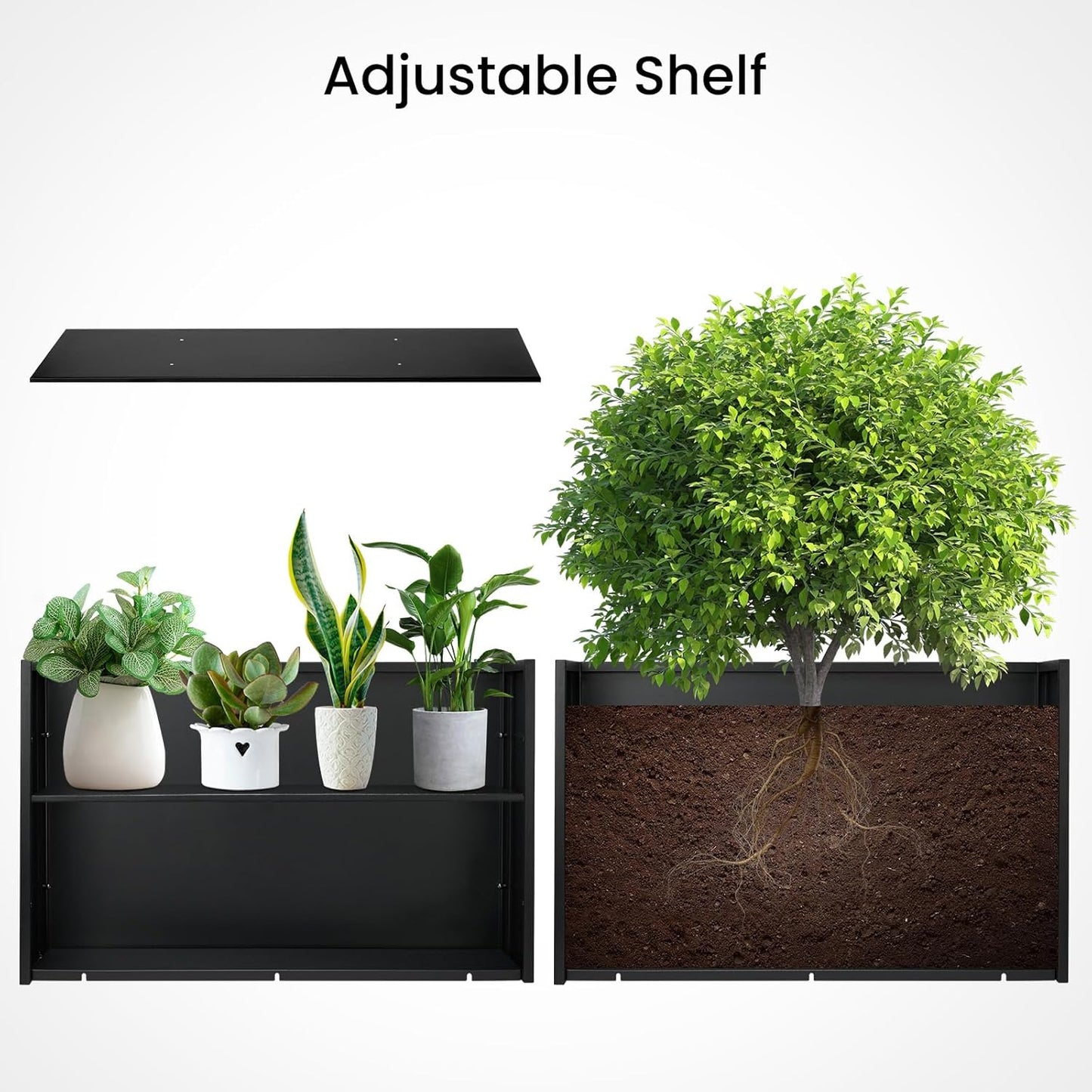 Heavy-Duty Steel Planter Box 38”x12”x30”, Rust-Resistant Large Outdoor & Indoor Plant Container, Metal Garden Box with Drainage Holes & Reinforced Edges