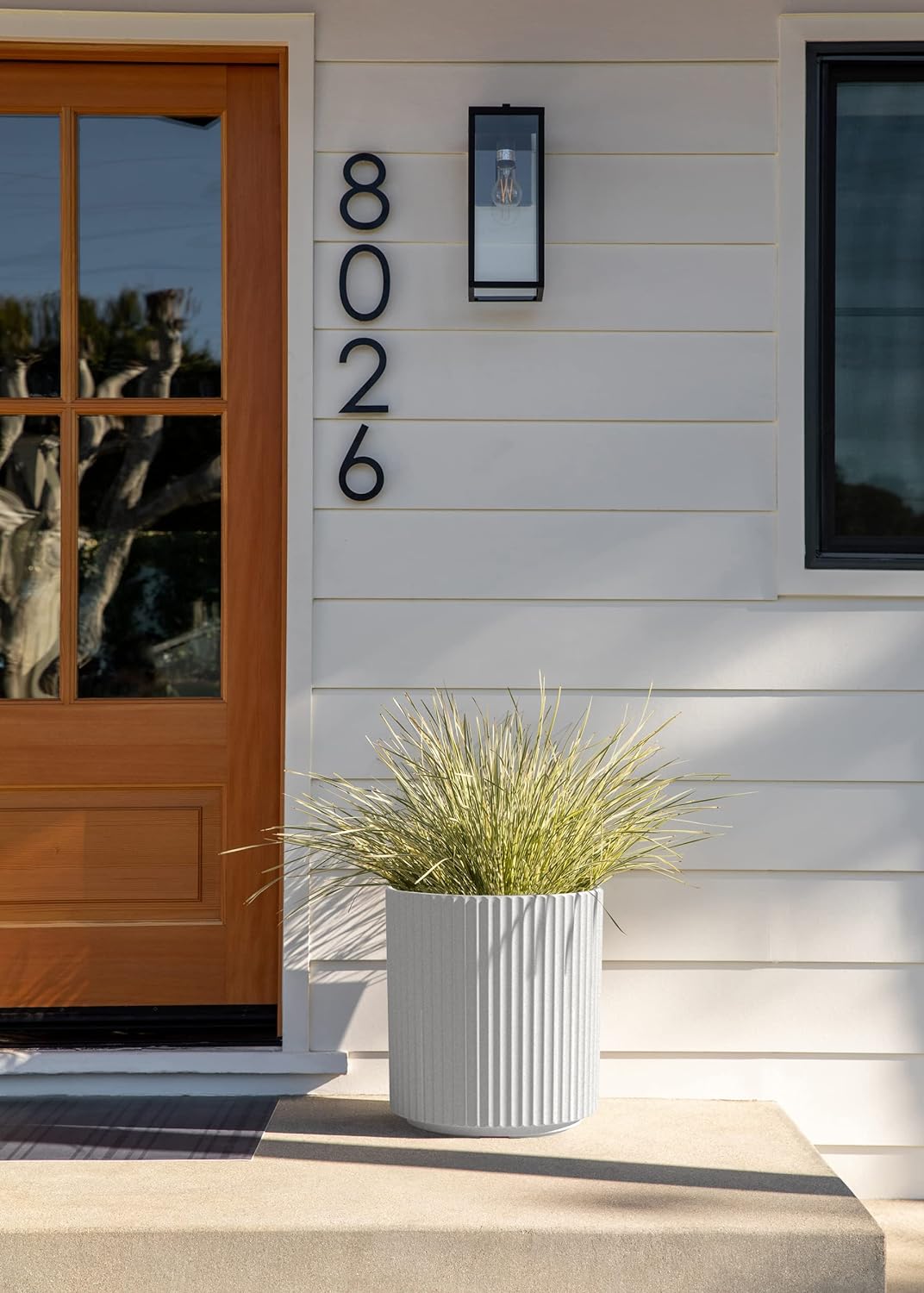 Veradek Demi Series Round Planter for Porch, Patio, Backyard | Durable Plastic-Stone Composite Material | Modern Décor for Tall Plants, Flowers