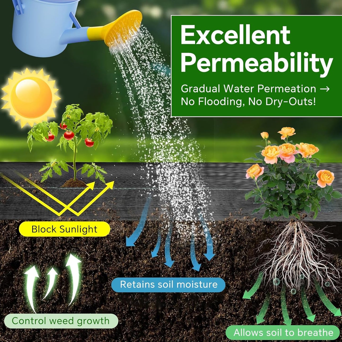 Weed Barrier Landscape Fabric Heavy Duty,3.2 OZ Premium Garden Weed Blocker Fabric for Weed Control, Plastic Ground Cover with Woven Weed Cloth,Durable Landscaping Fabric (4FT X 250 FT)