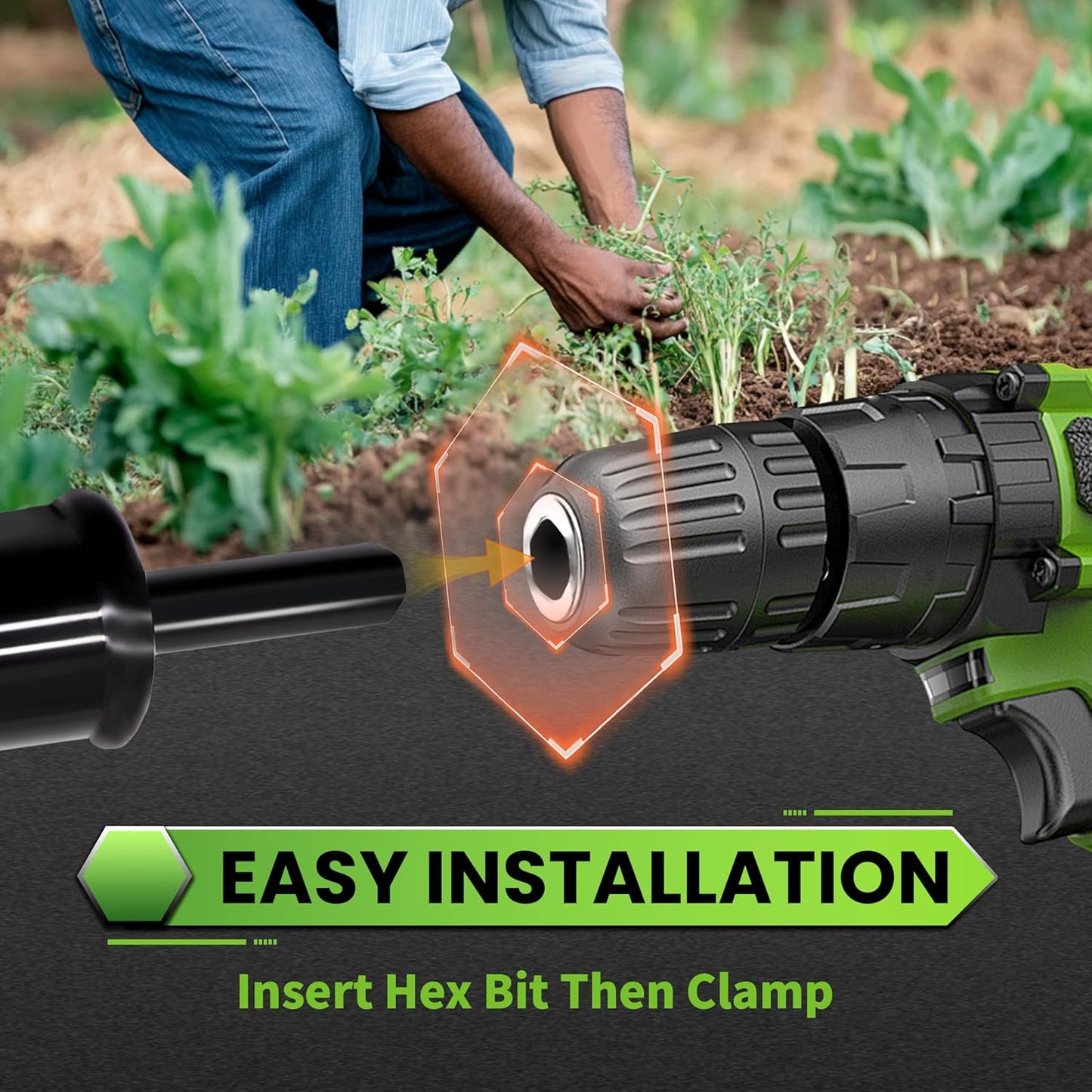 SYITCUN Auger Drill Bit for Planting - 4"X12" Heavy-Duty Garden Auger Spiral Drill Bit - Bulb Planter Tool & Post Hole Digger - 3/8" Hex Drive Drill