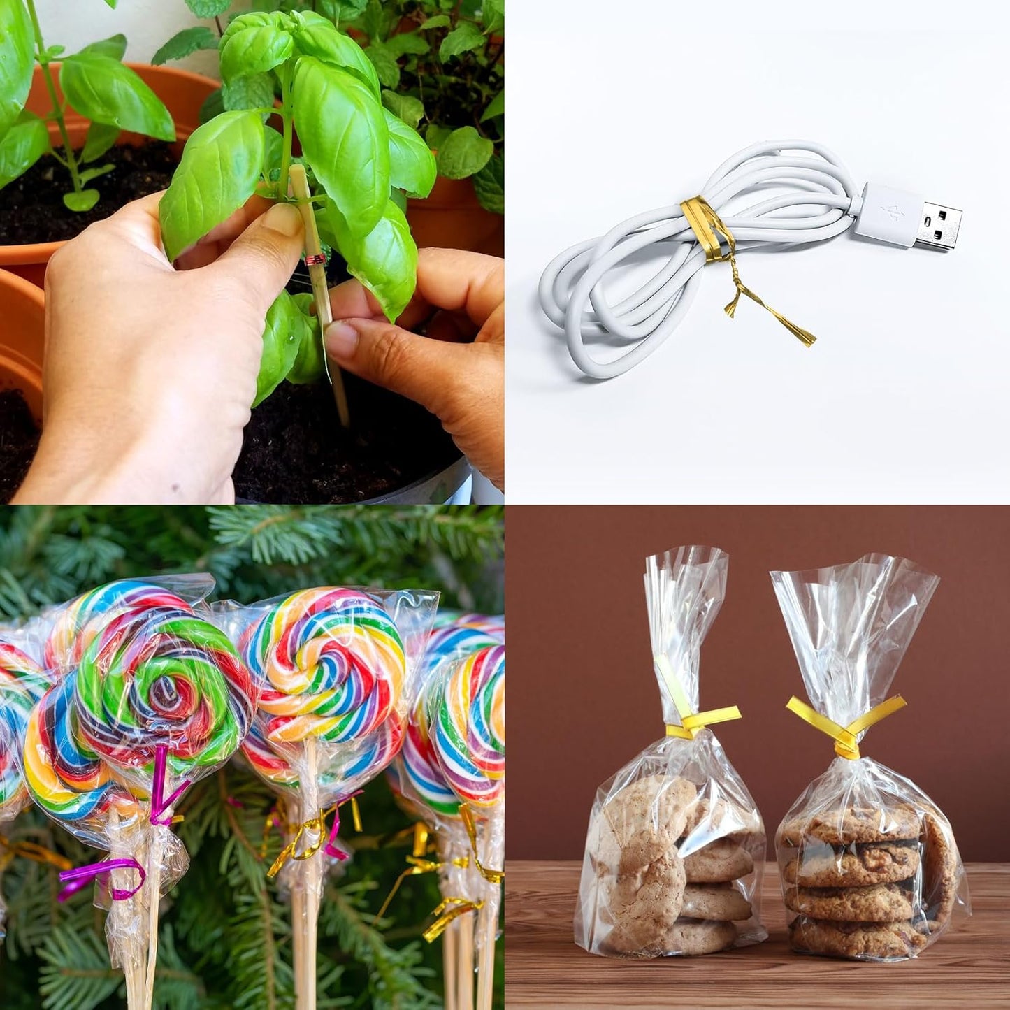 HARFINGTON 1000pcs Bag Twist Ties 3.5" Reusable Kraft Paper Twist Ties Wire Cable Ties for Party Bread Candy Cake, Yellow