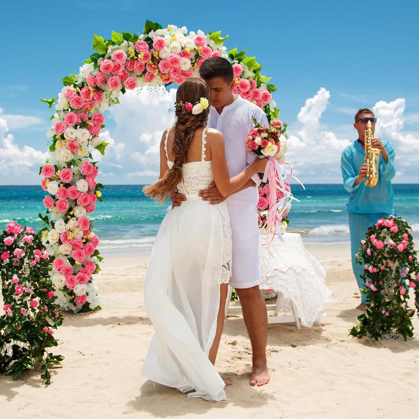 Metal Garden Arch Trellis Arbor, Wedding Arch Stand with Steel Frame,5.3'W * 7.6'H or 7.9'W * 6.3'H Ft,for Garden Arbor Trellis & Climbing Plant, Bridal Party & Ceremony Decorations (Black)