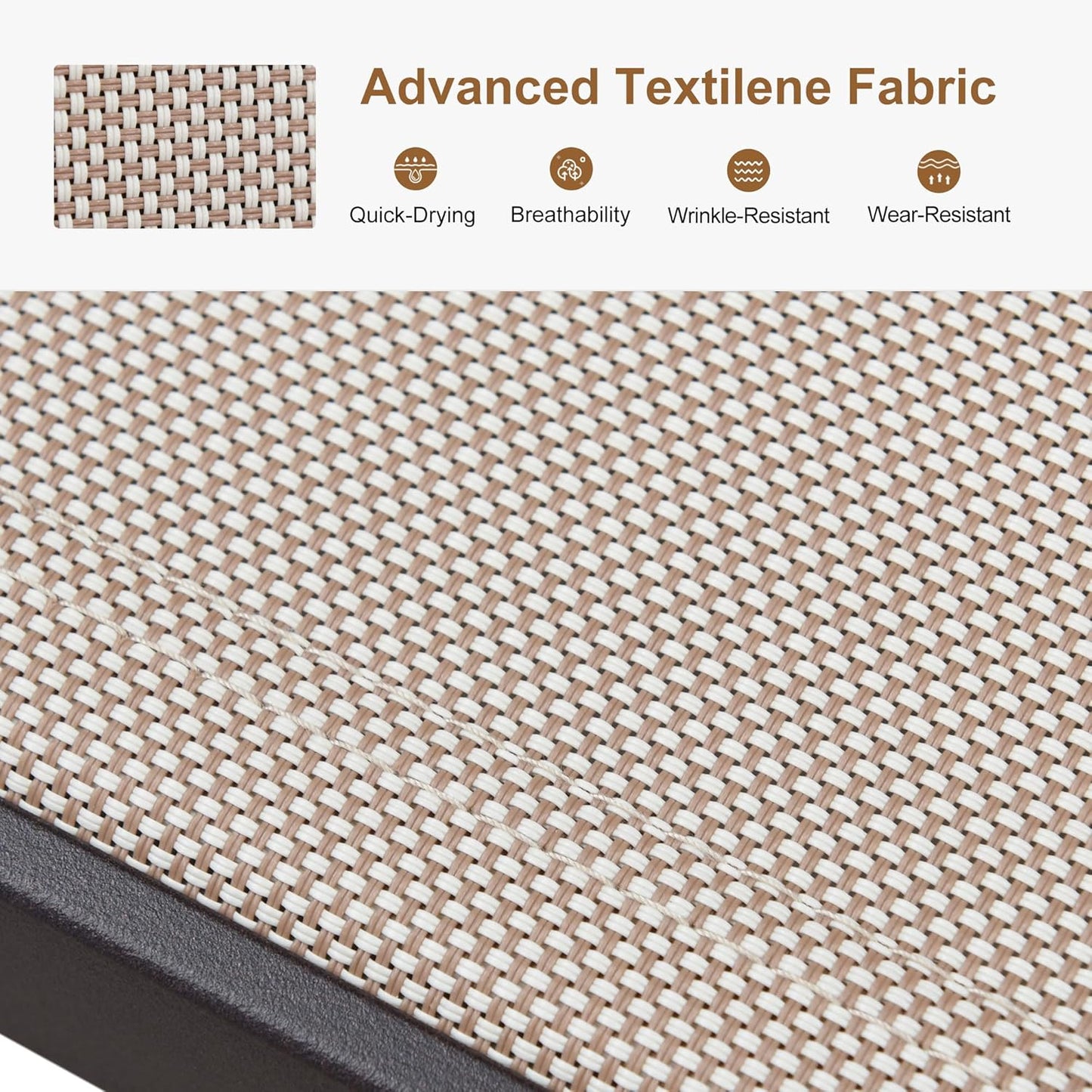 PURPLE LEAF Outdoor Chaise Lounge Chair Set of 3, Pool Lounge Chair for Outside, Aluminum Patio Chaise Lounger with Adjustable Backrest and Wheels for Deck, Outside, Lawn, Garden, Sand Beige