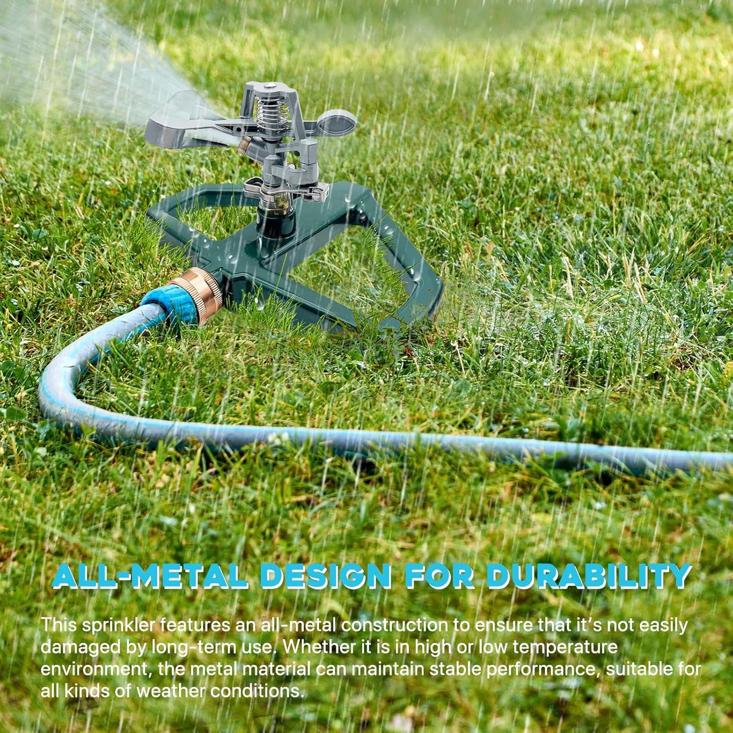 Metal Impact Sprinklers for Yard, 2 Pack, Heavy Duty Adjustable Lawn Sprinkler with 360° Coverage, Water up to 5,800 Sq. Ft, Durable Metal Base for Medium to Large Yards, Yard&Areas