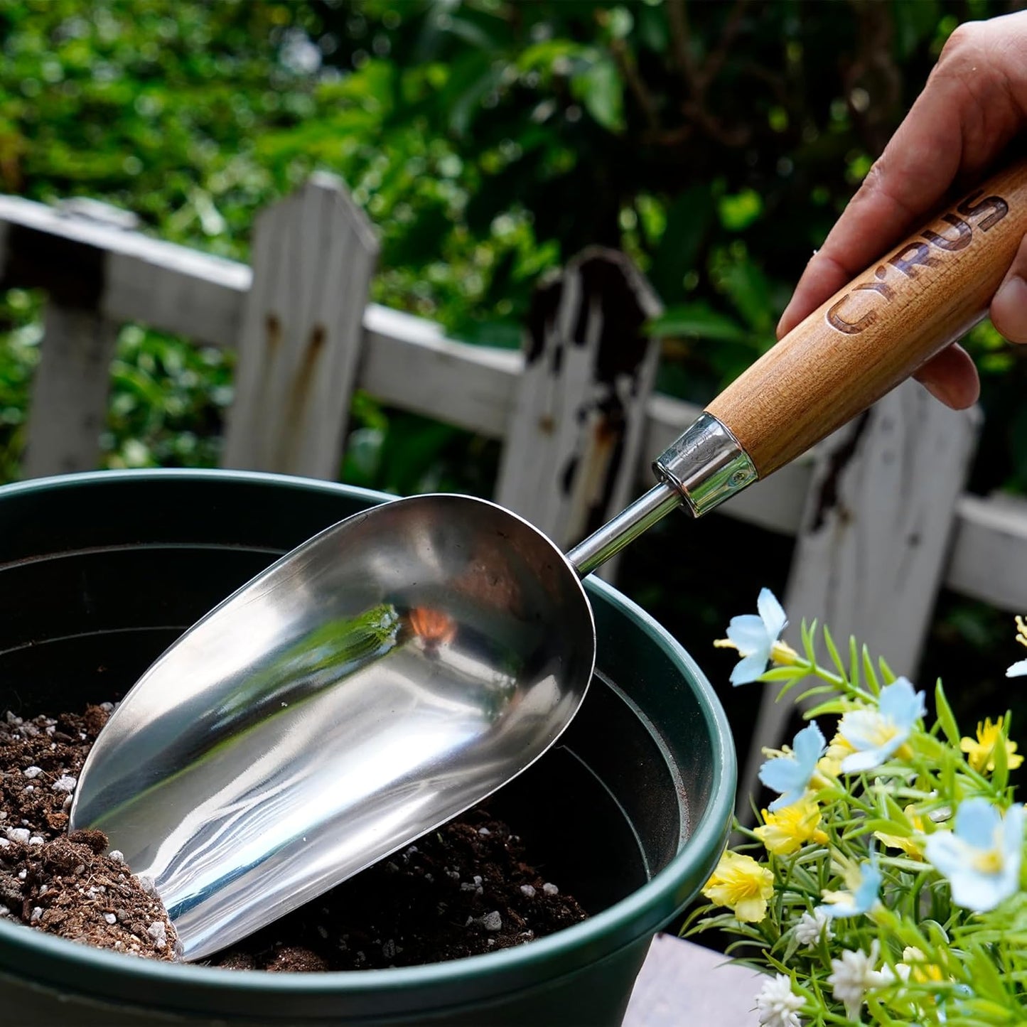 CYRUS Garden Trowel, 13" Stainless Steel Garden Shovel, Compact Garden Spade for Garden Plant Transplanting, Digging and Weeding