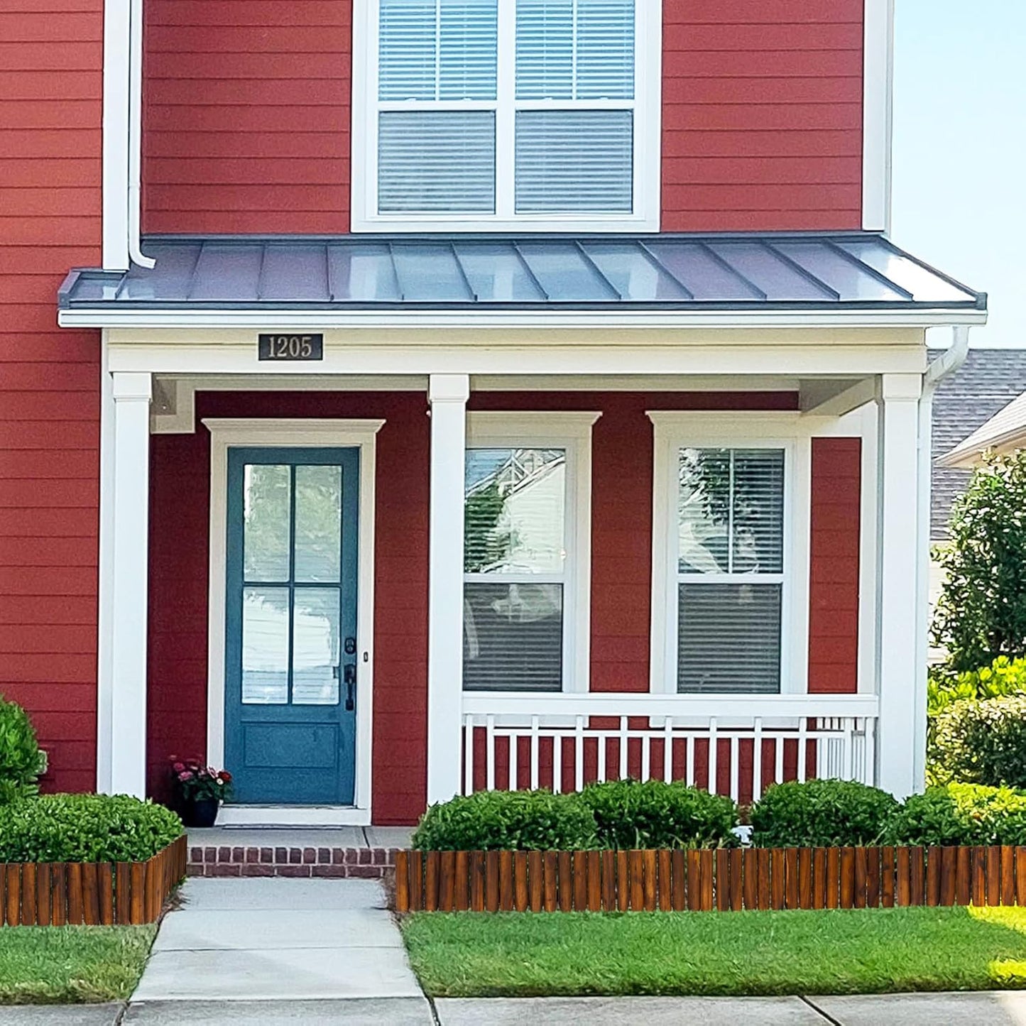 Worth Garden Wooden Short Fence Edging - Burnt Wood Finish Outdoor Lawn Landscape Edging - Flexible Decorative Border - Tree Fence - 11.8'' H x 42'' L - K624A05